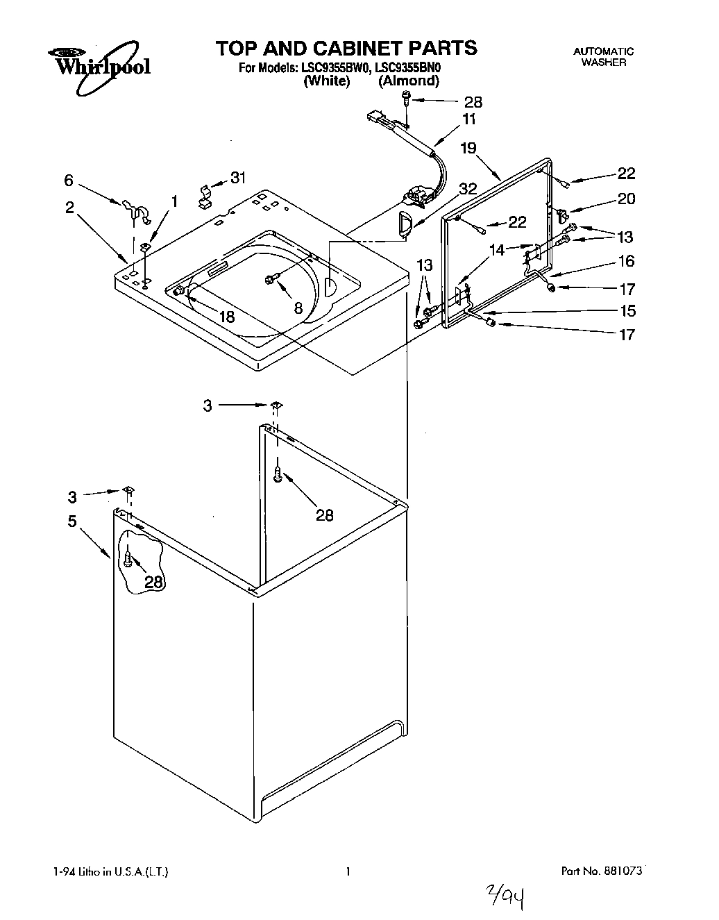 01 - TOP AND CABINET, LIT/OPTIONAL