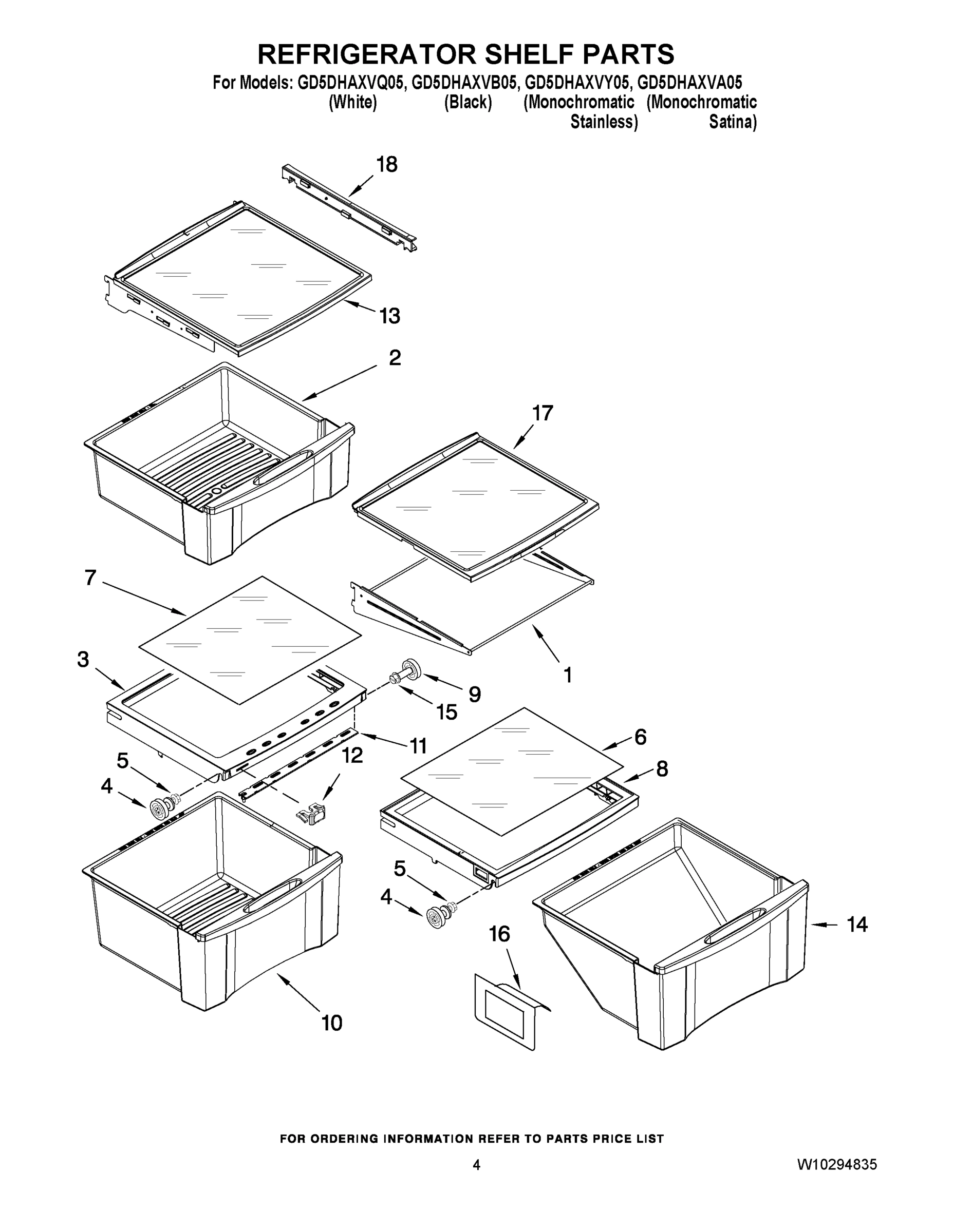 03 - REFRIGERATOR SHELF PARTS