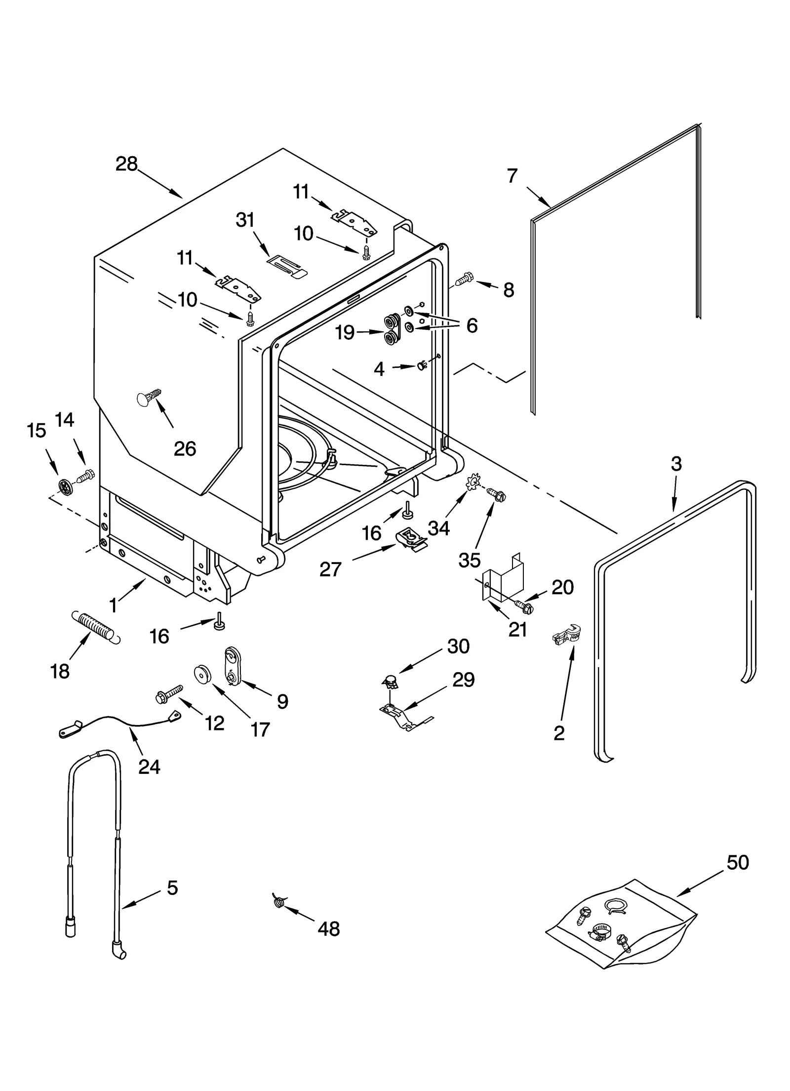 TUB AND FRAME PARTS