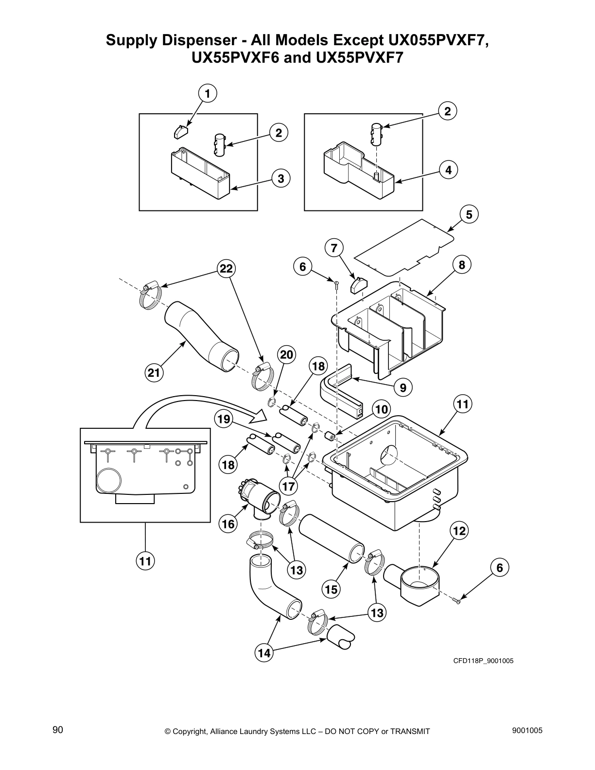 Supply Dispenser - All Models Except UX055PVXF7, 
UX55PVXF6 and UX55PVXF7