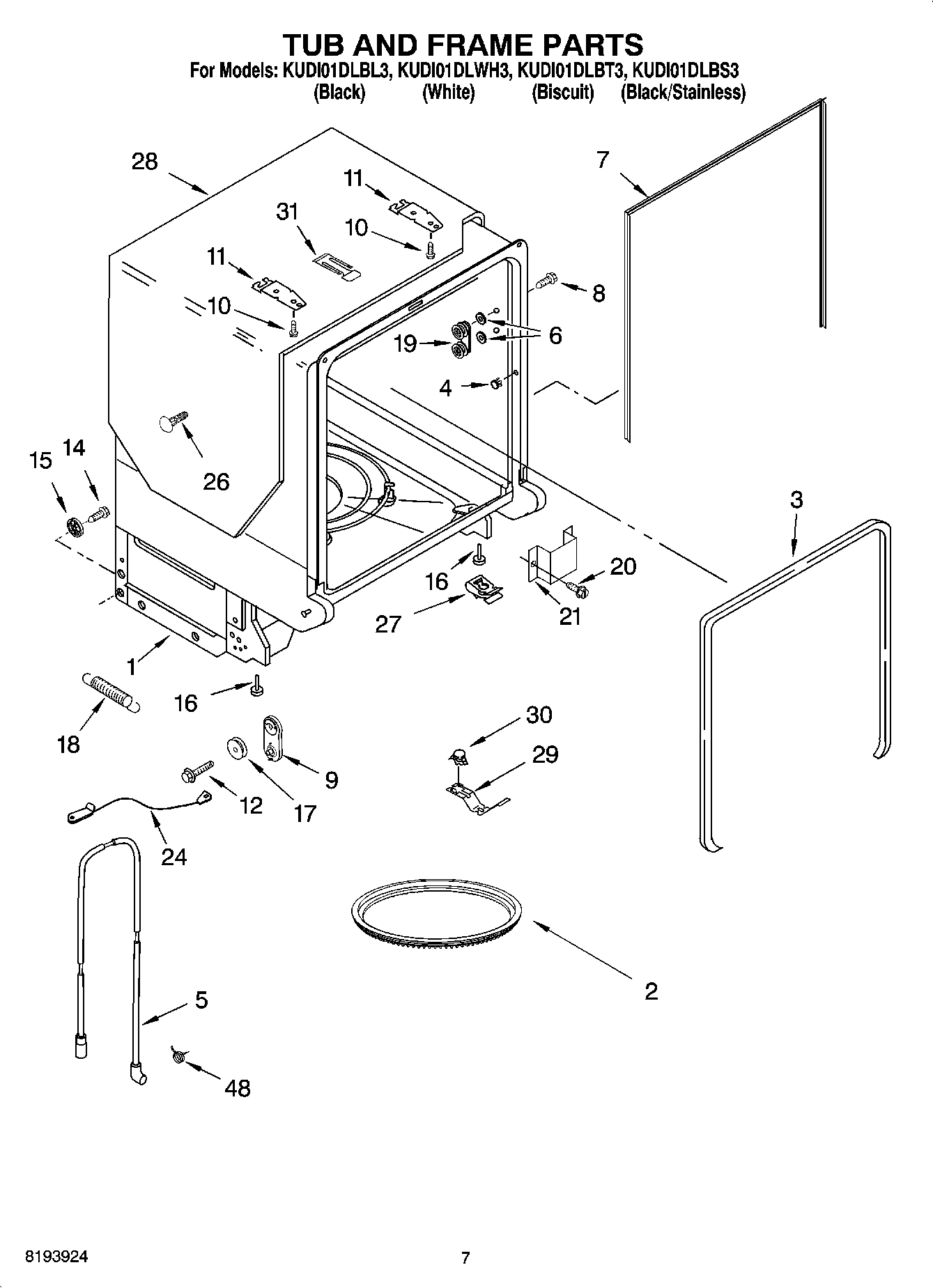 07 - TUB AND FRAME PARTS