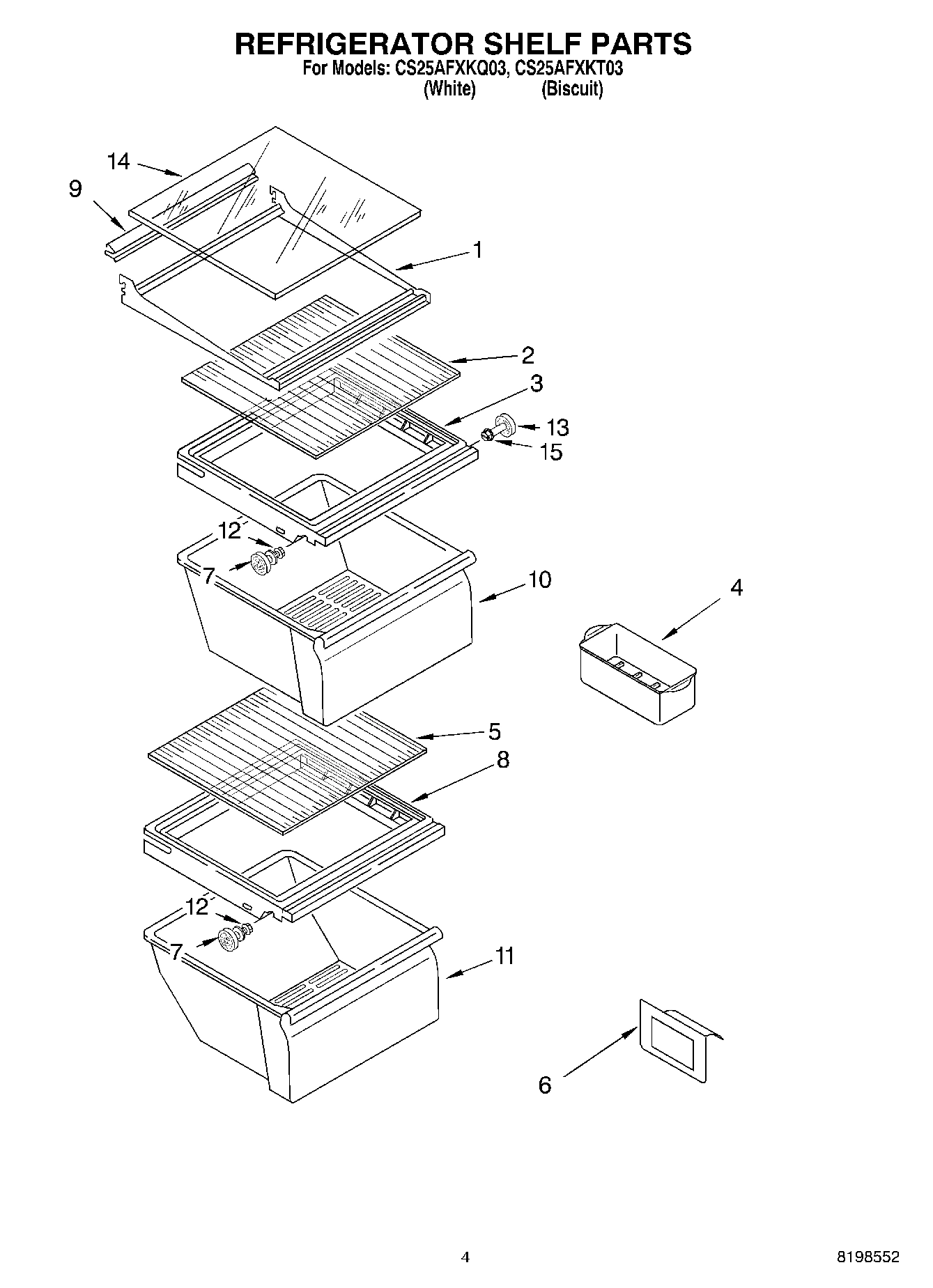 03 - REFRIGERATOR SHELF PARTS