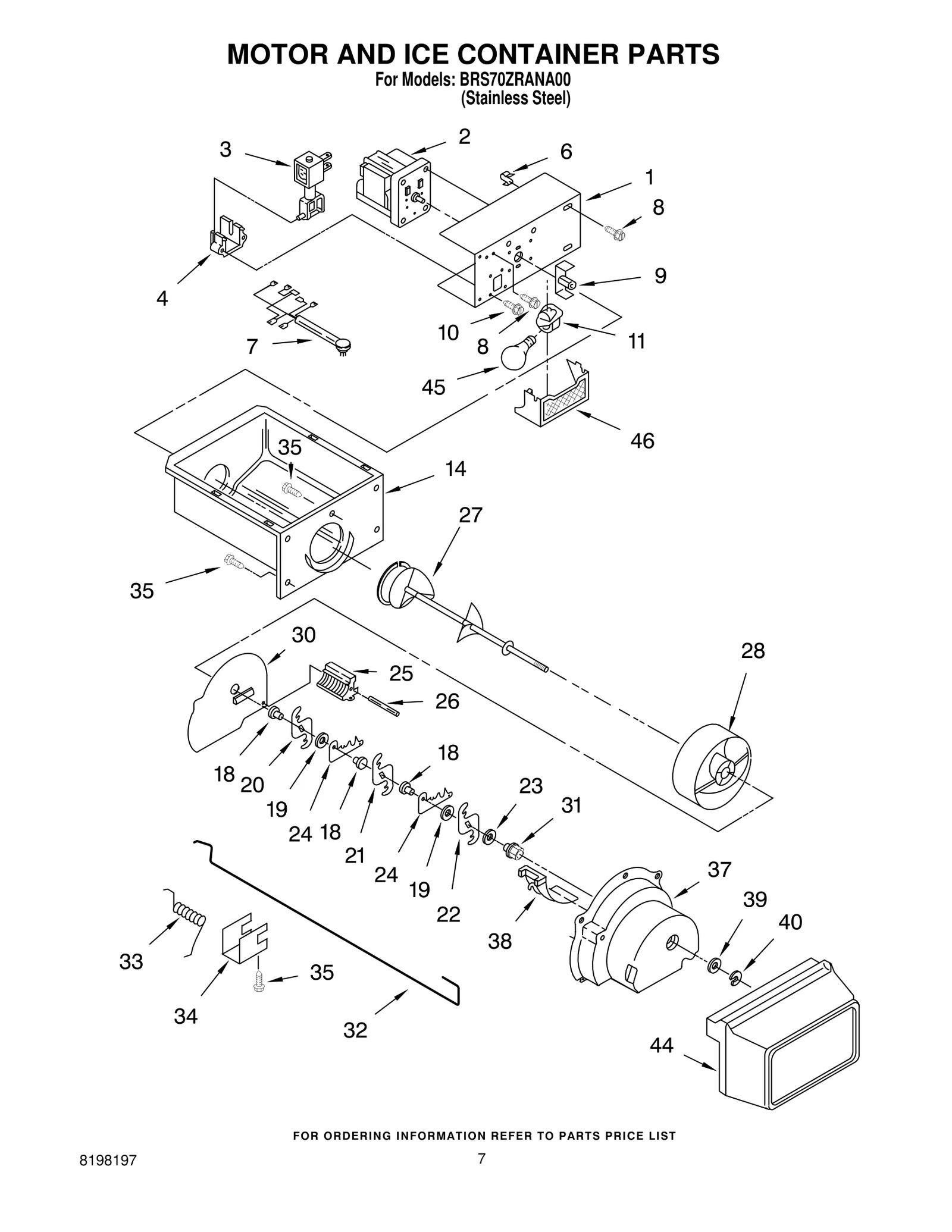 MOTOR AND ICE CONTAINER PARTS