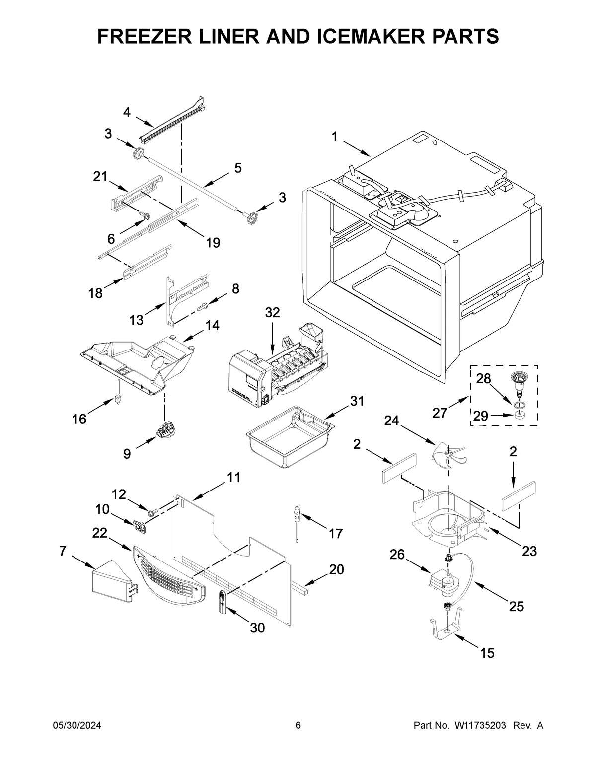 04 - FREEZER LINER AND ICEMAKER PARTS