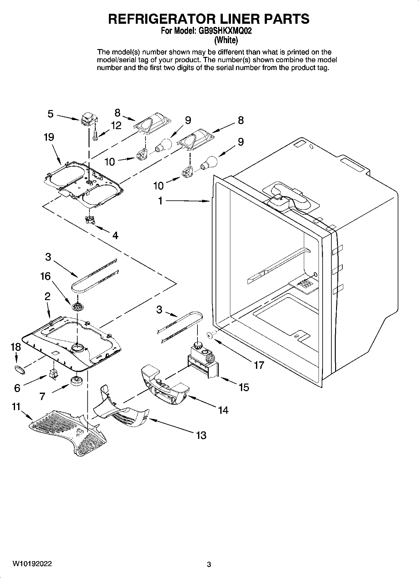 02 - REFRIGERATOR LINER PARTS