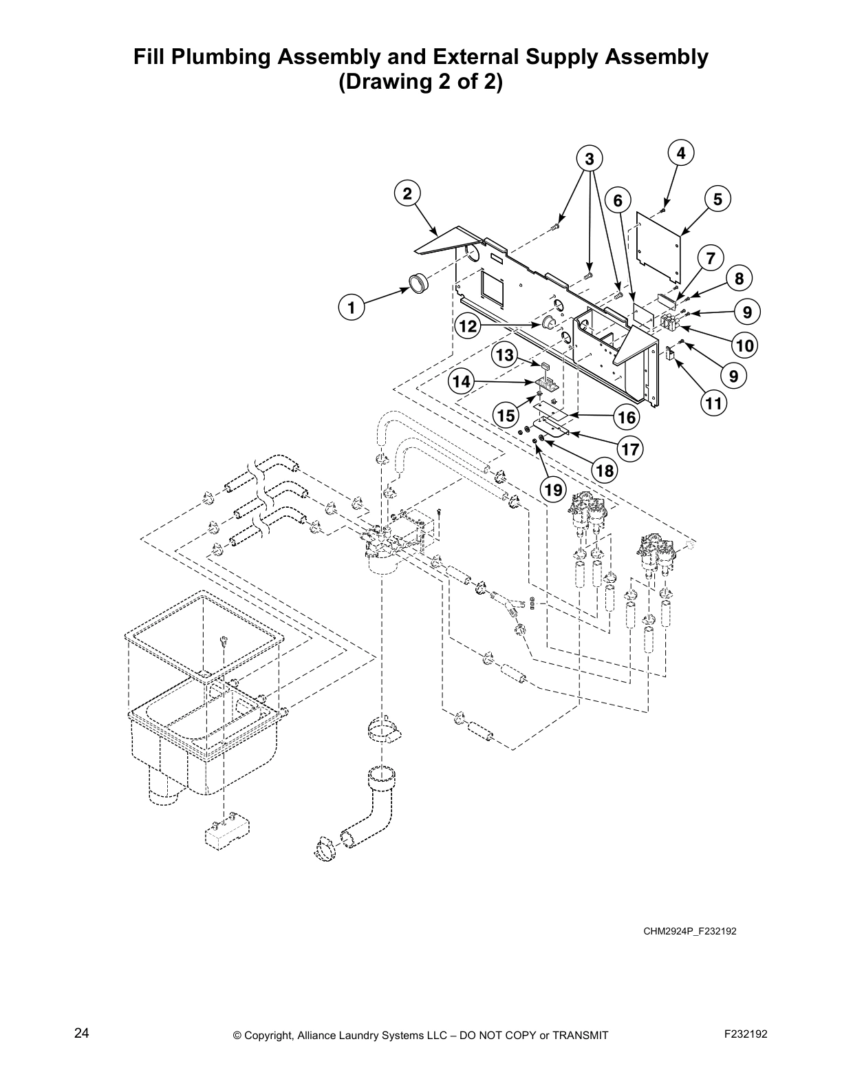 Fill Plumbing Assembly and External Supply Assembly
(Drawing 2 of 2)