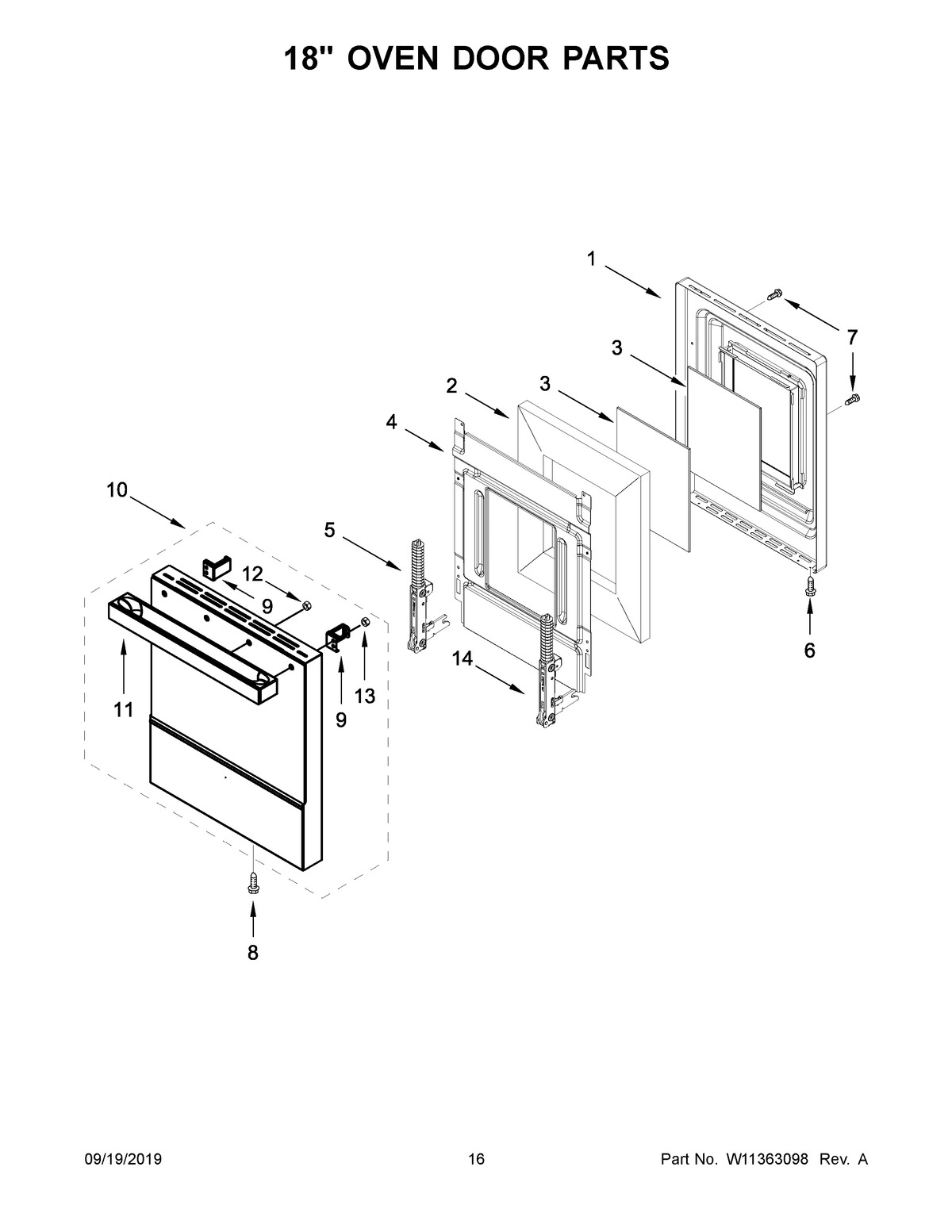 09 - 18" OVEN DOOR PARTS