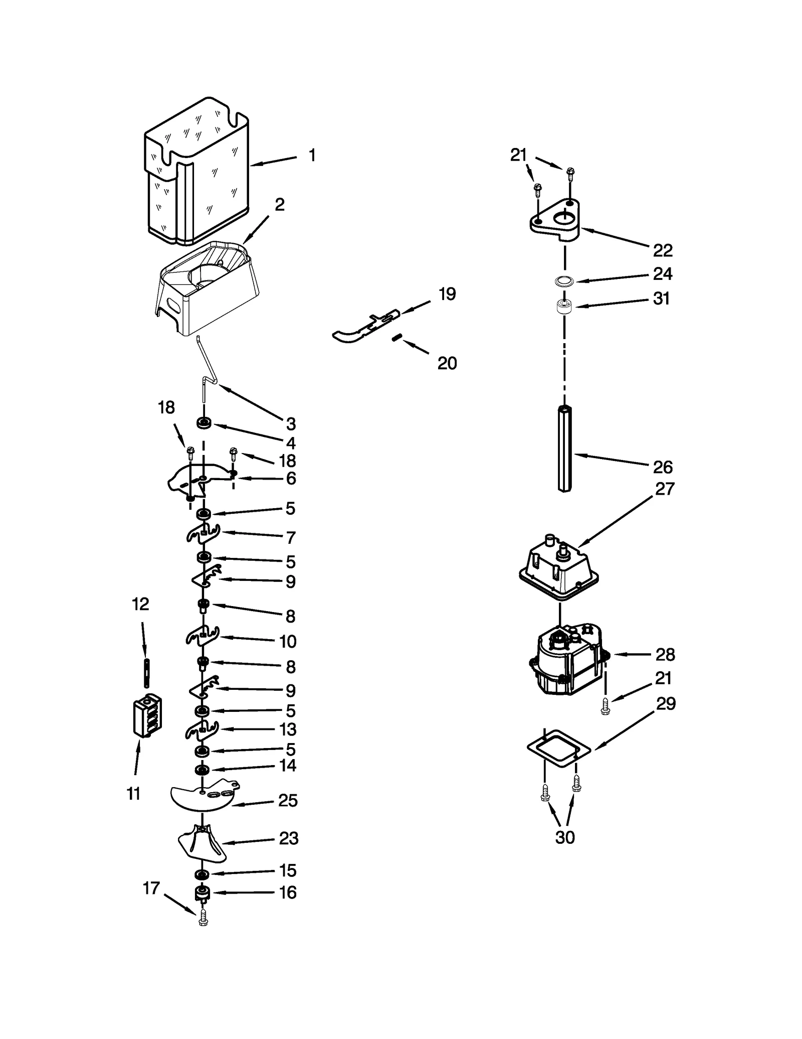 MOTOR AND ICE CONTAINER PARTS