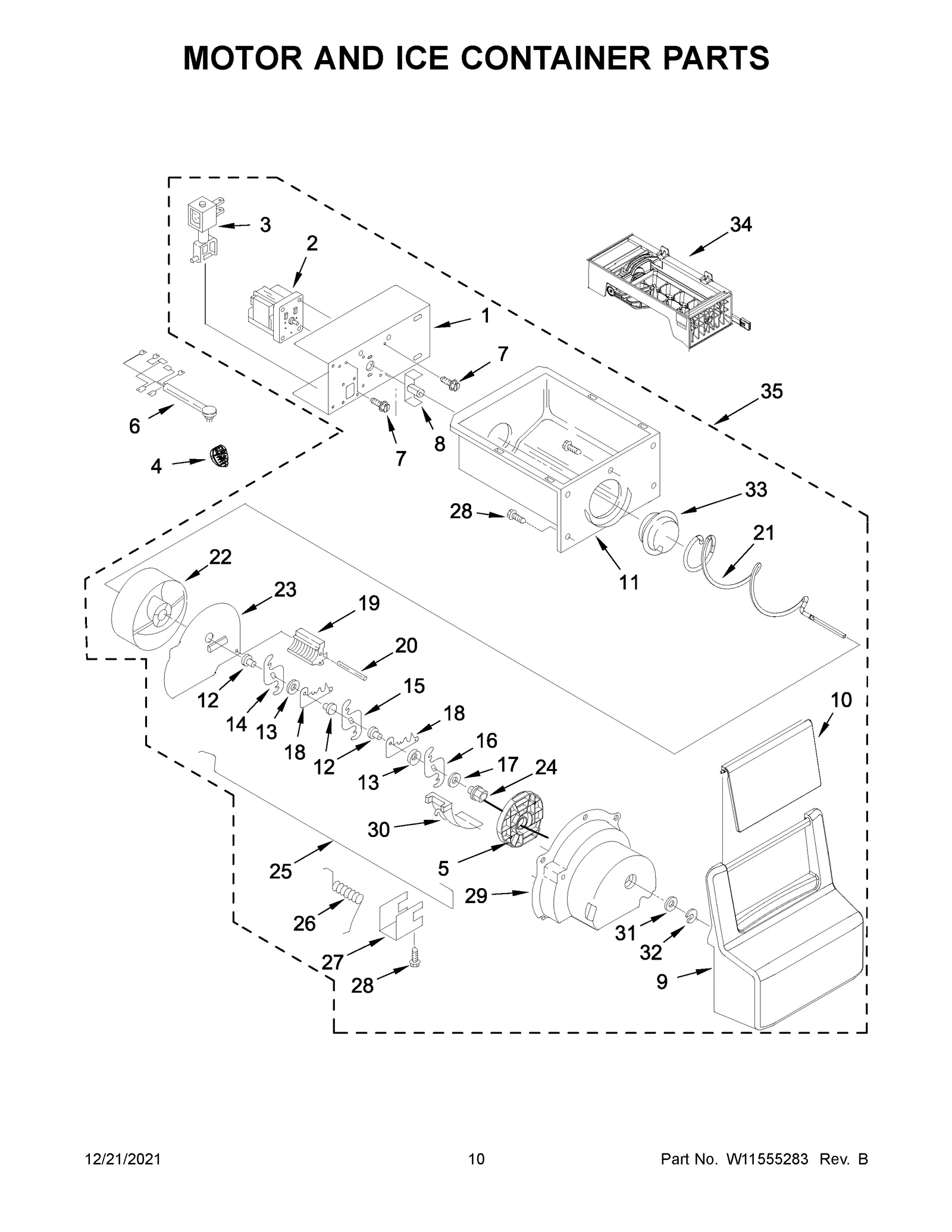 MOTOR AND ICE CONTAINER PARTS
