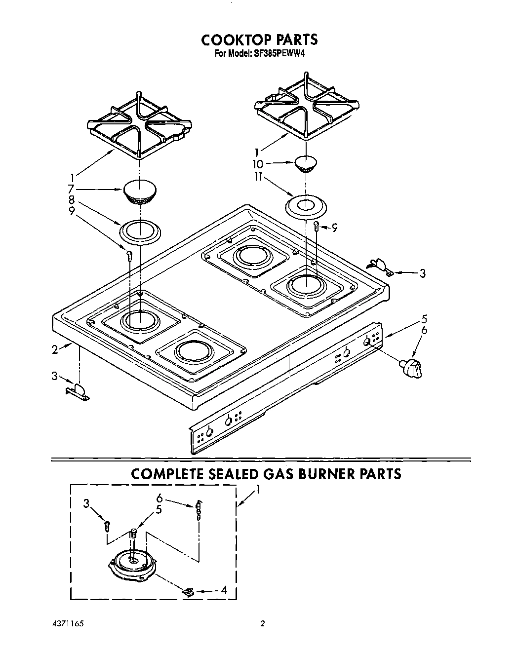 02 - COOKTOP, COMPLETE SEALED GAS BURNER