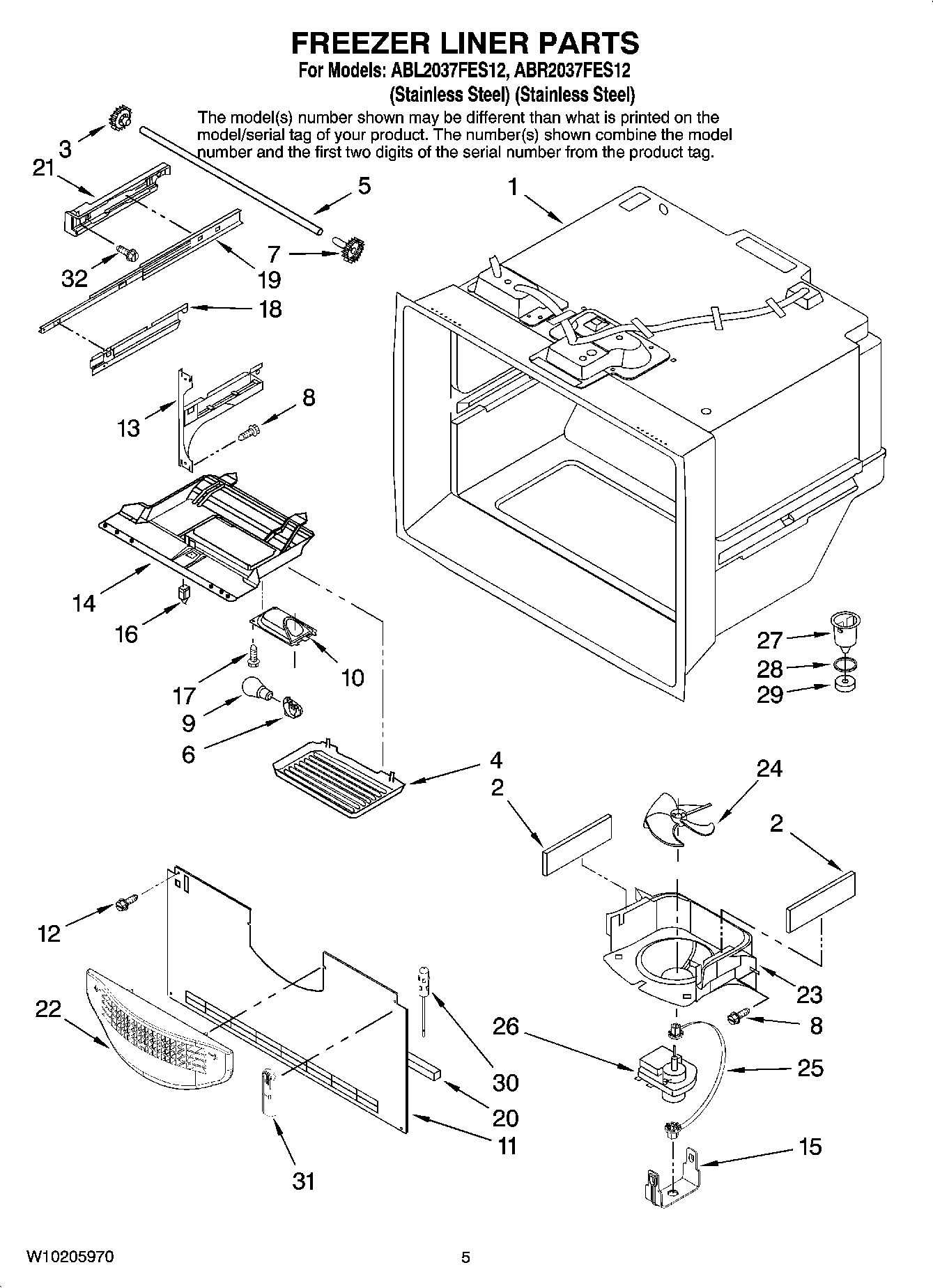 03 - FREEZER LINER PARTS