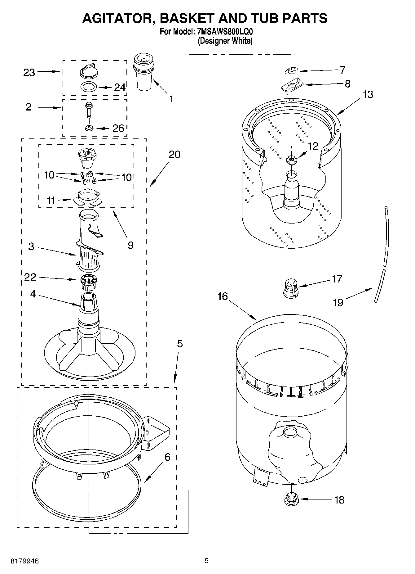03 - AGITATOR, BASKET AND TUB PARTS