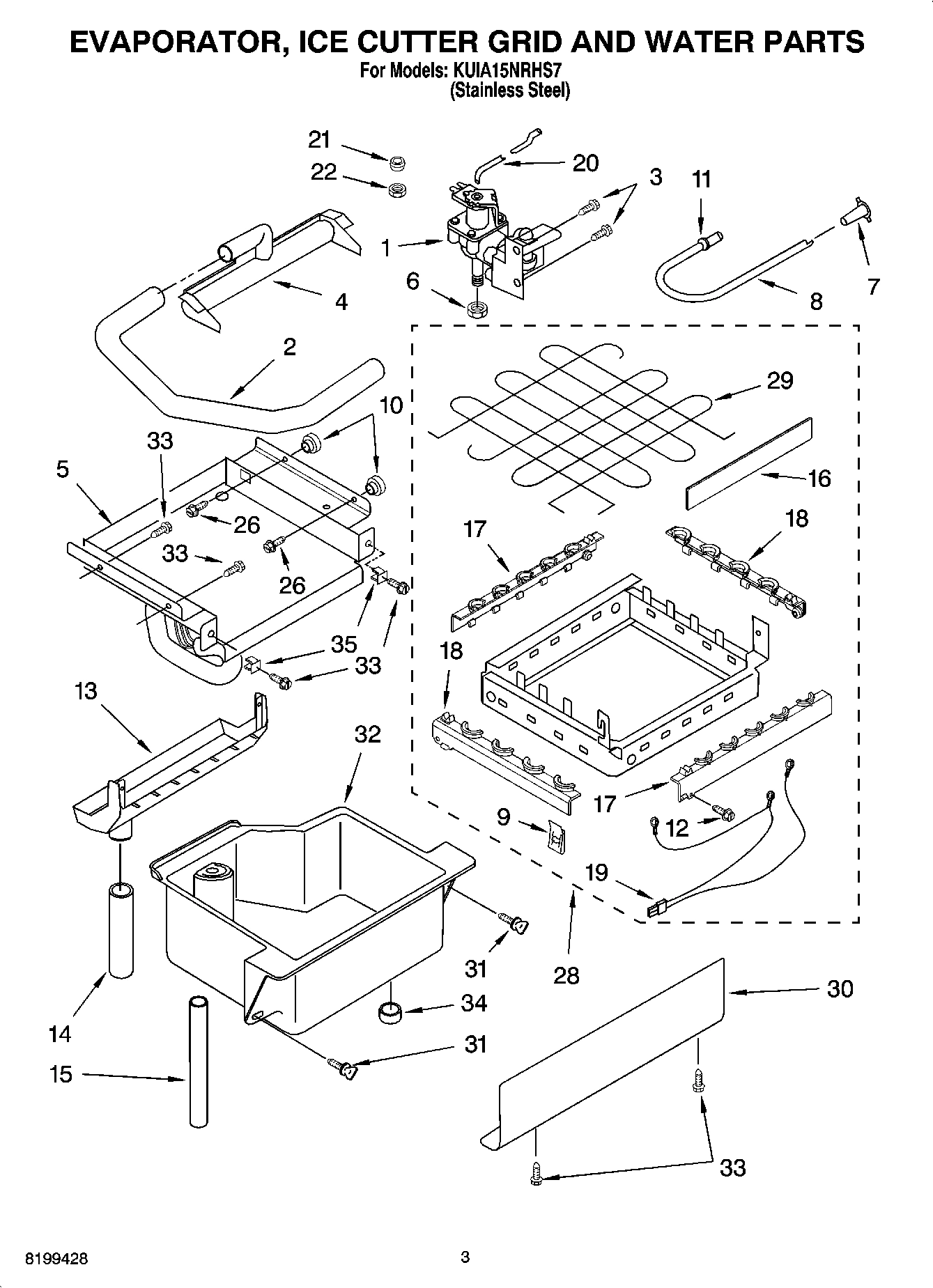 02 - EVAPORATOR ICE CUTTER GRID AND WATER PARTS