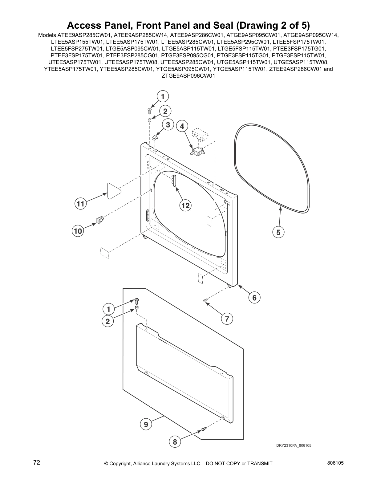 Access Panel, Front Panel and Seal (Drawing 2 of 5)