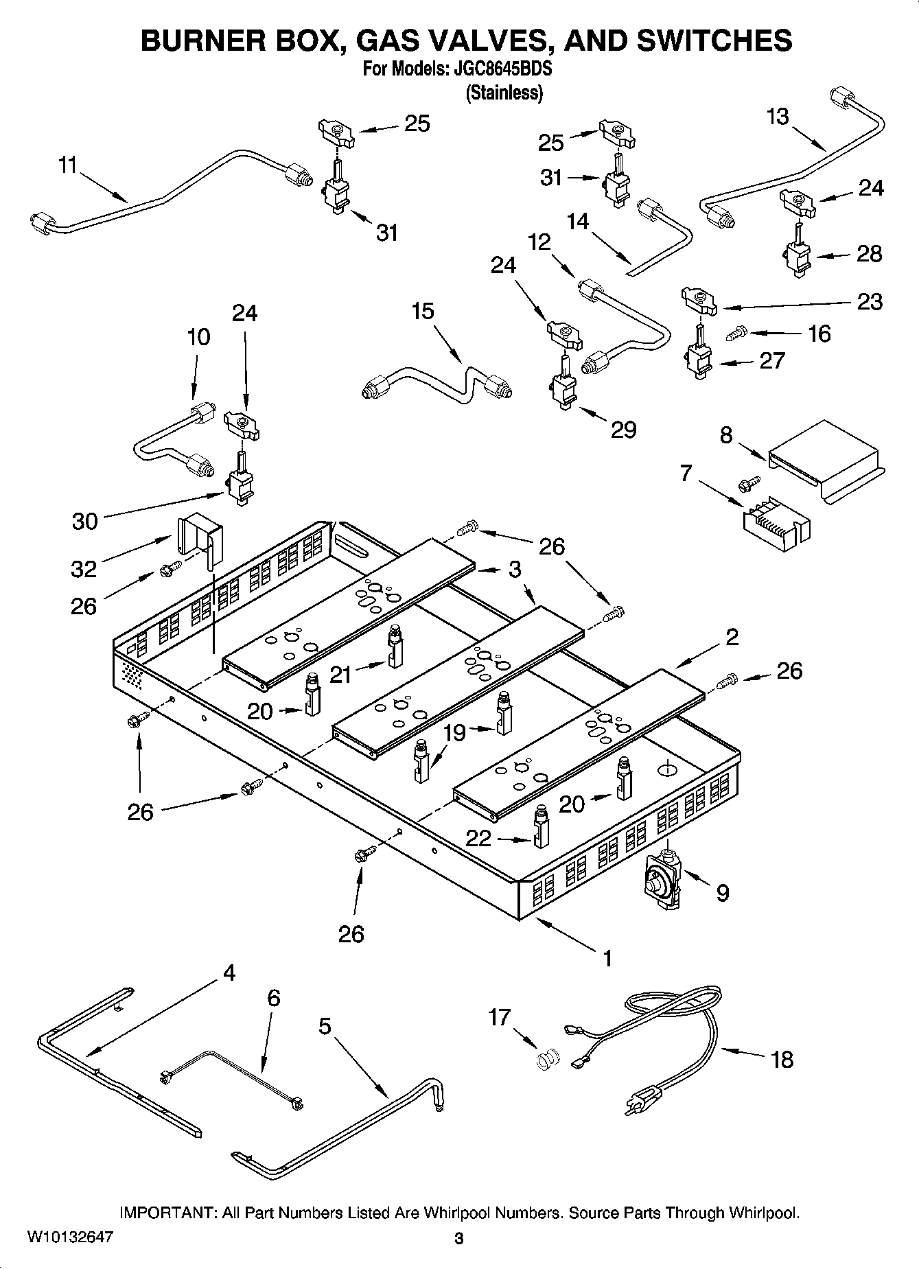 02 - BURNER BOX, GAS VALVES, AND SWITCHES, OPTIONAL PARTS (NOT INCLUDED)