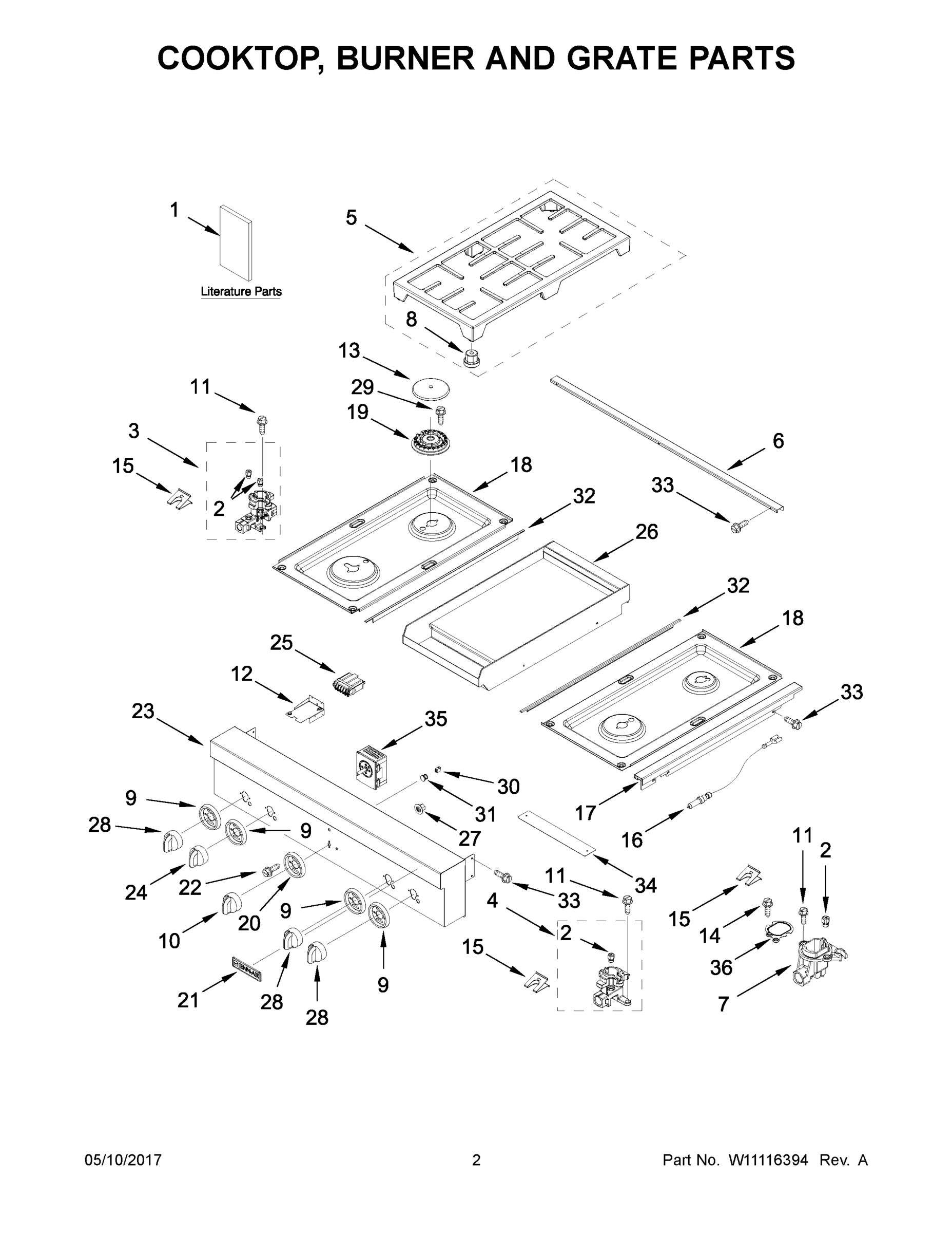 02 - COOKTOP, BURNER AND GRATE PARTS