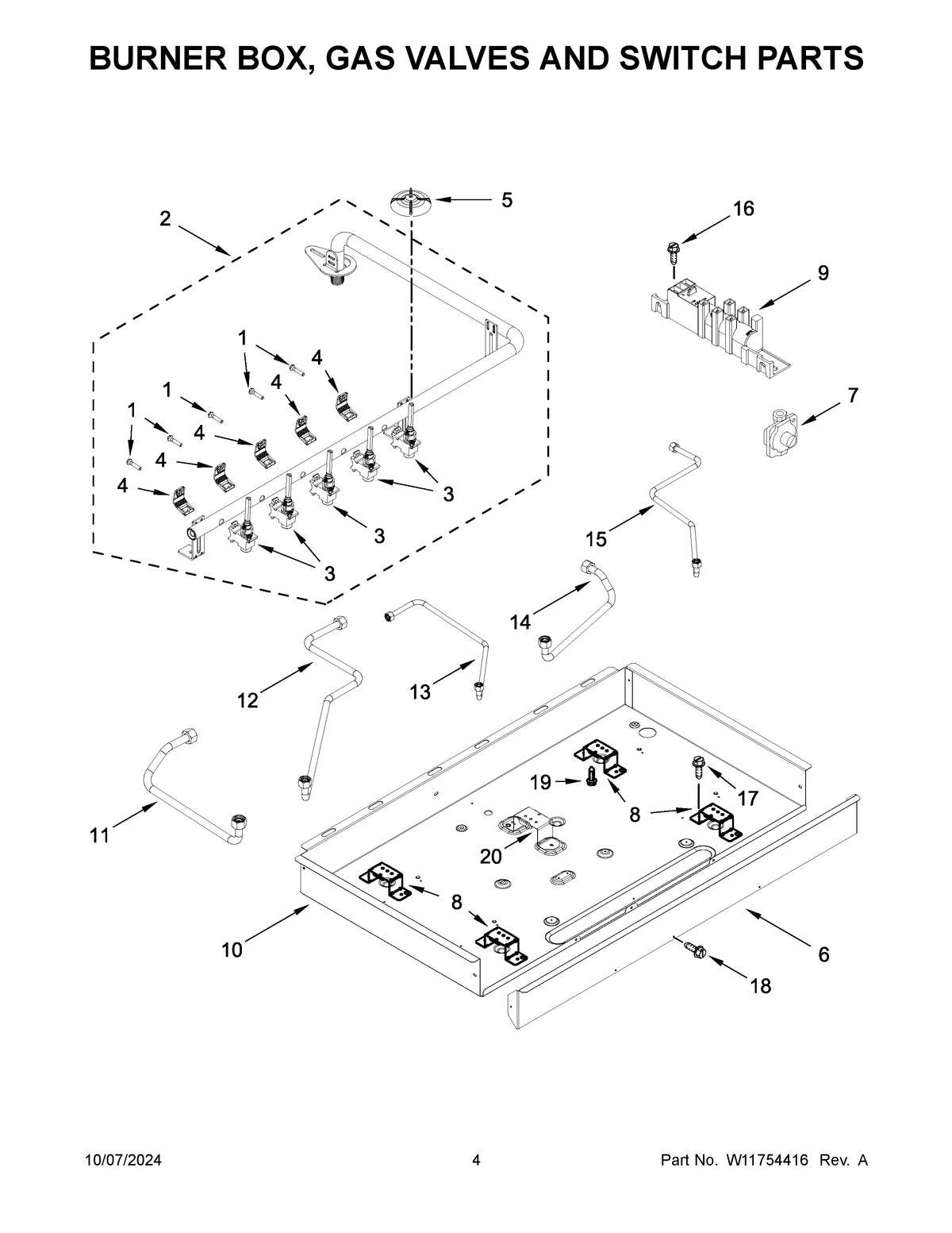 03 - BURNER BOX, GAS VALVES AND SWITCH PARTS
