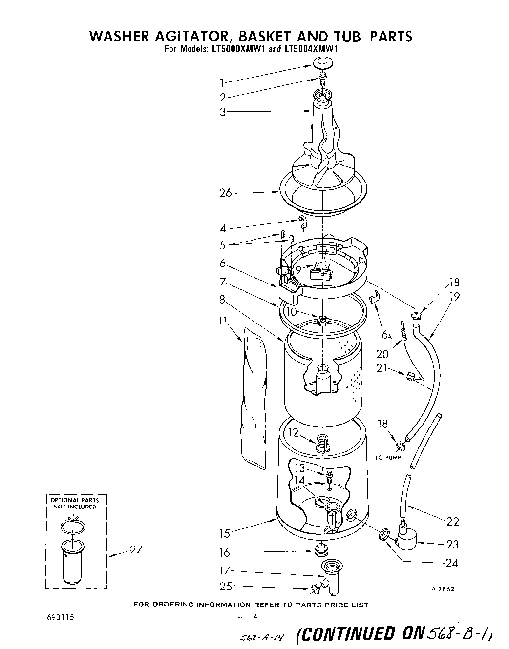 11 - WASHER AGITATOR, BASKET AND TUB