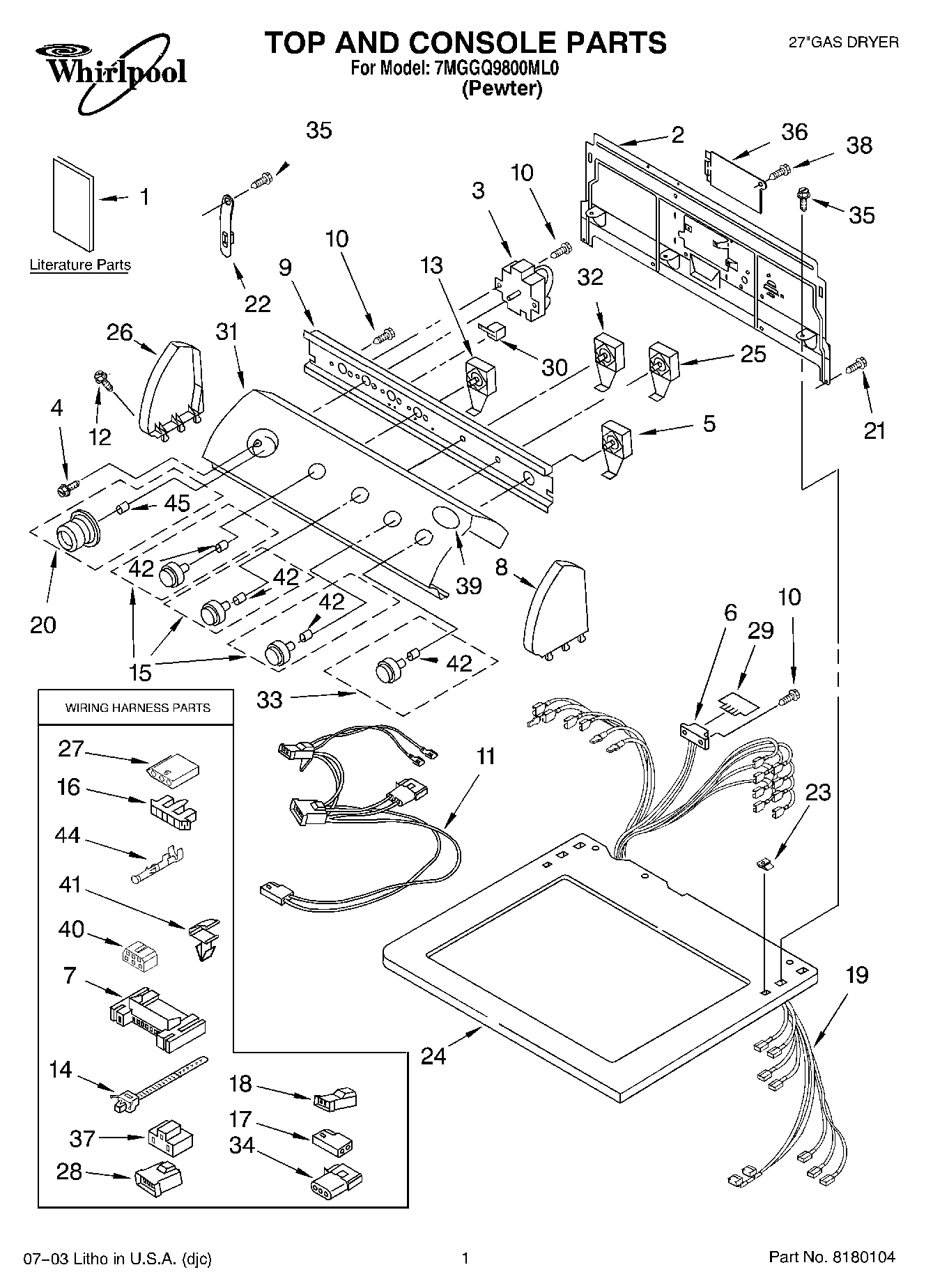 01 - TOP AND CONSOLE PARTS