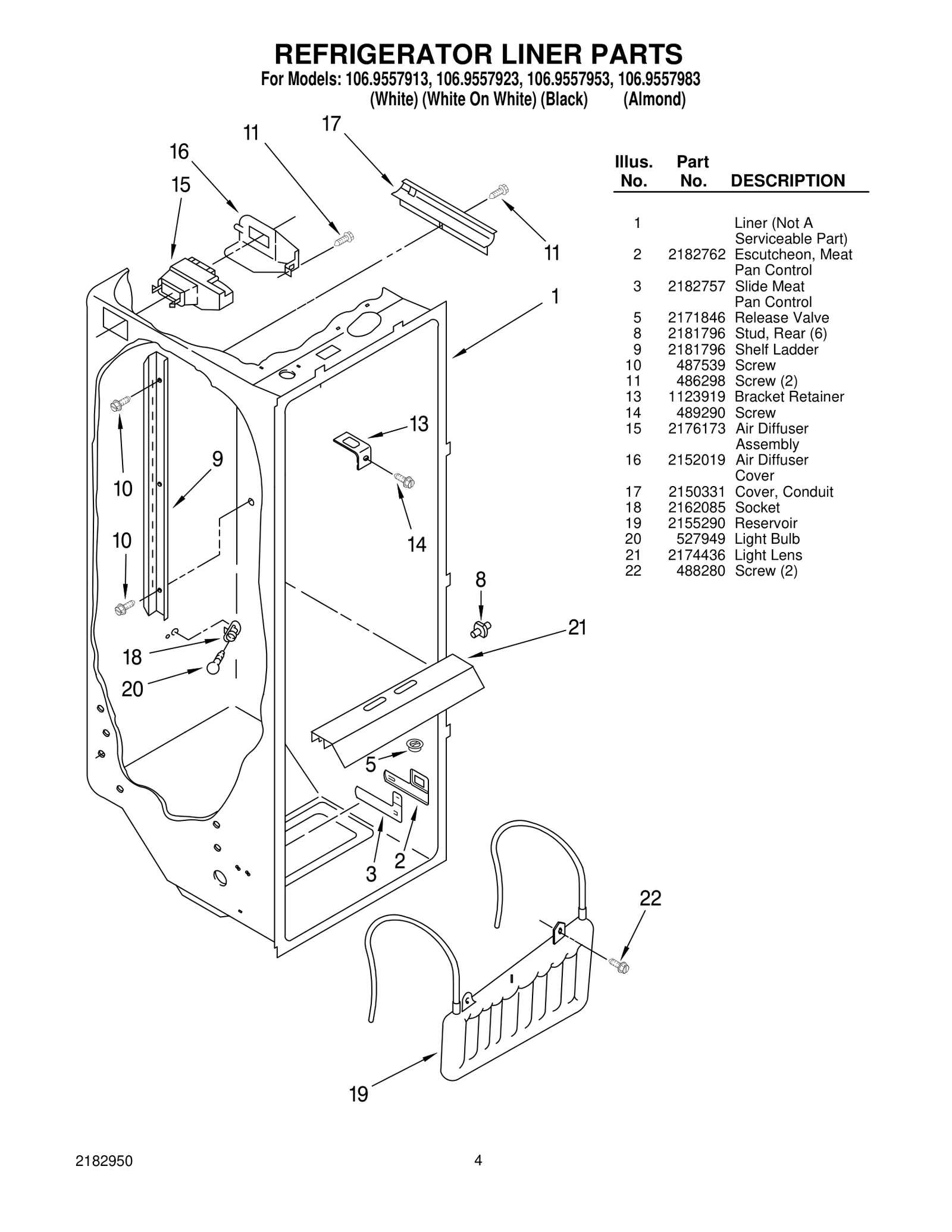 REFRIGERATOR LINER PARTS