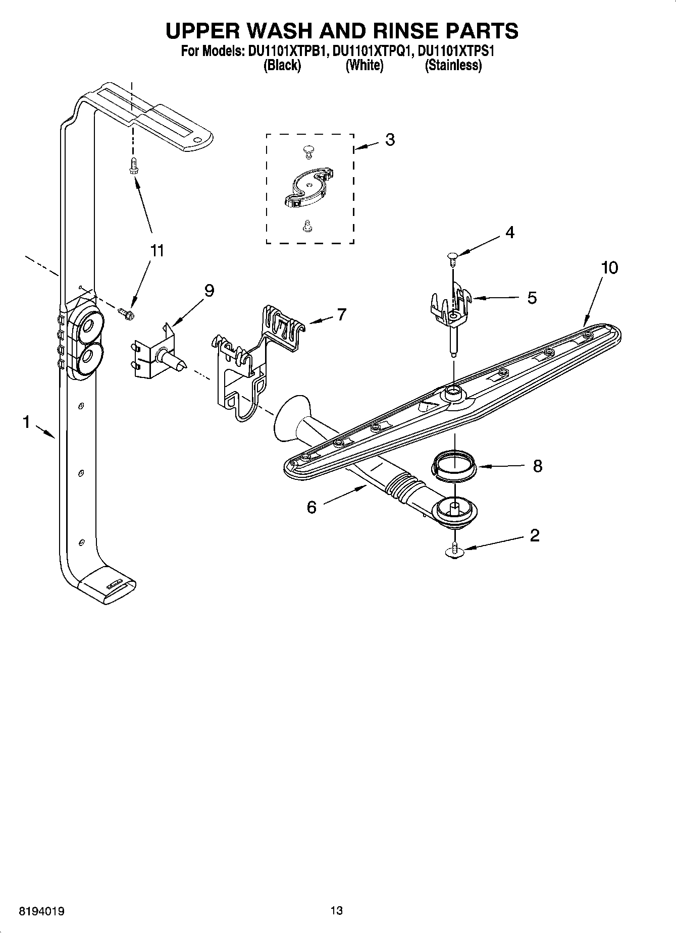 10 - UPPER WASH AND RINSE PARTS