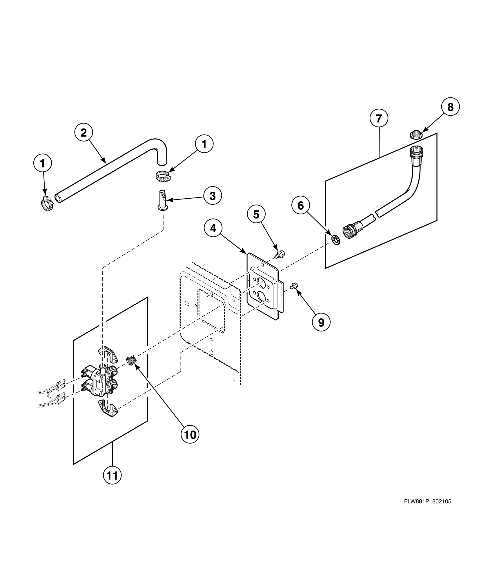 Mixing Valve, Fill Hose and Valve-to-Dispenser Hose