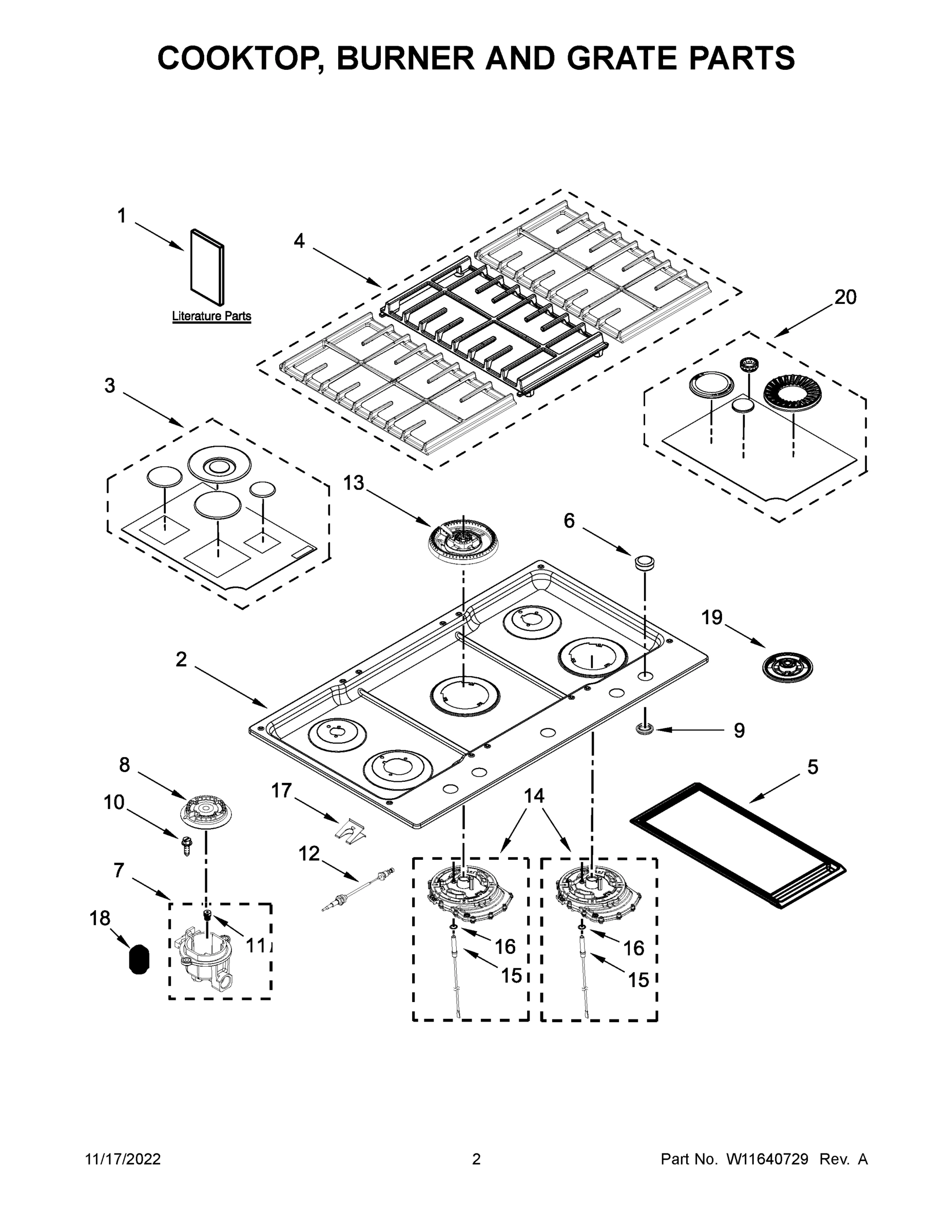 02 - COOKTOP, BURNER AND GRATE PARTS