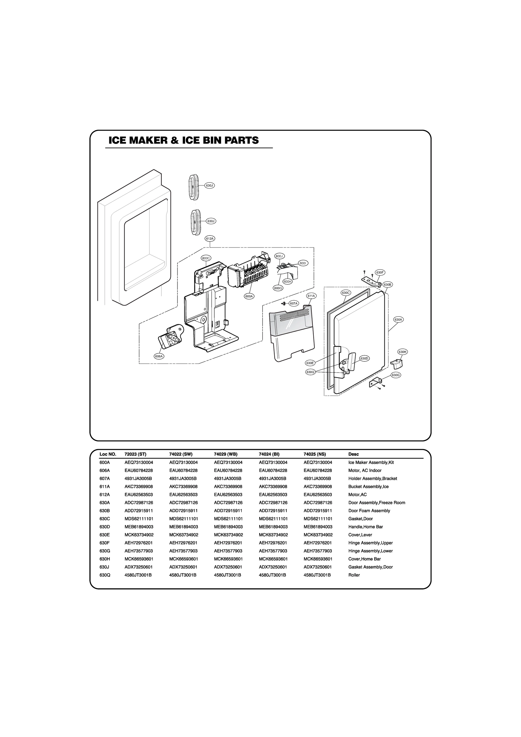 ICE MAKER & ICE BIN PARTS
