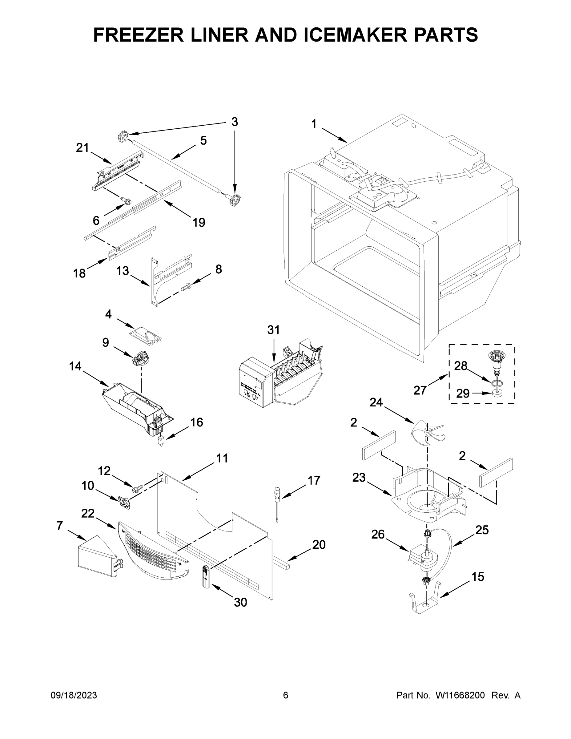 04 - FREEZER LINER AND ICEMAKER PARTS