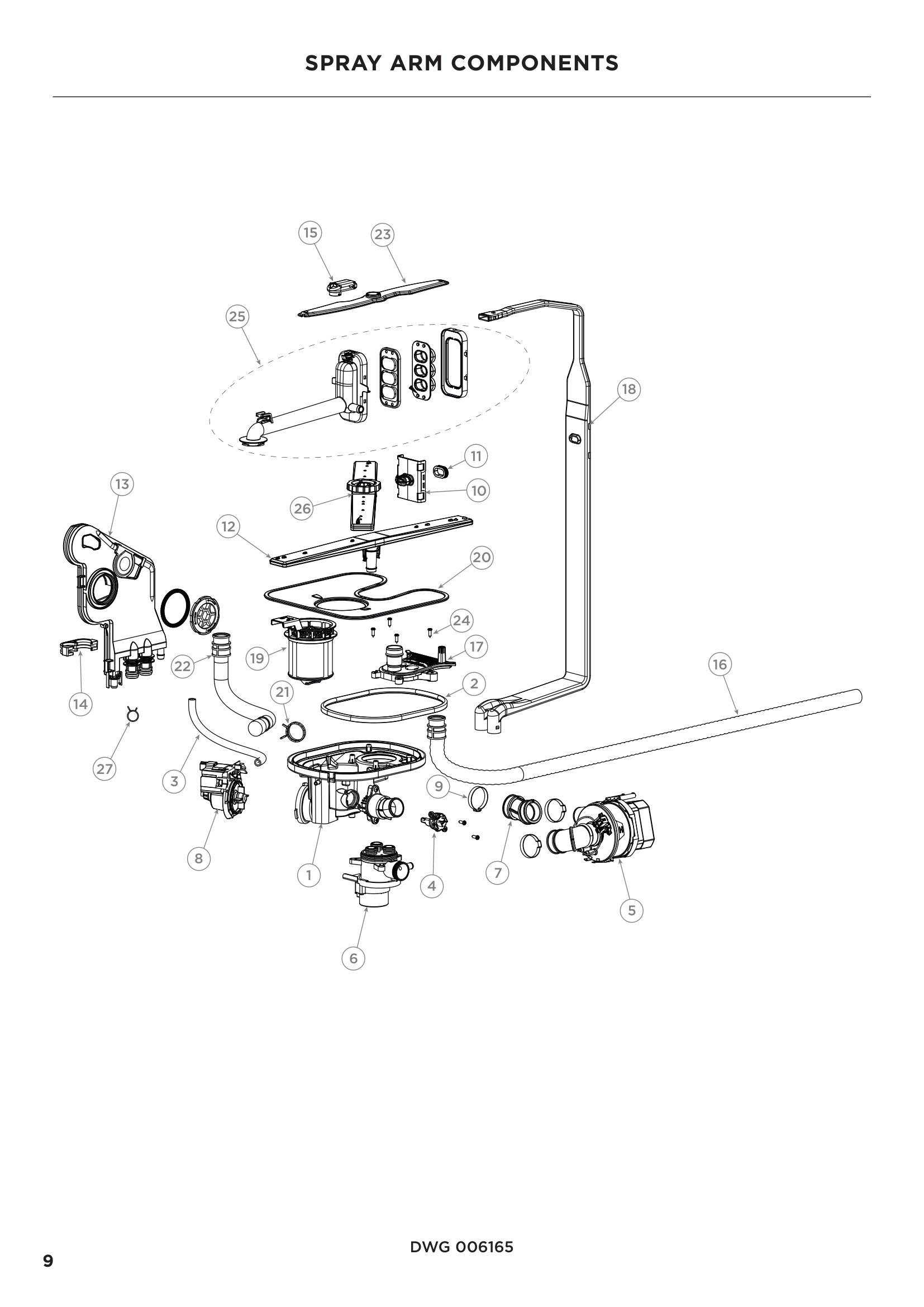 SPRAY ARM COMPONENTS