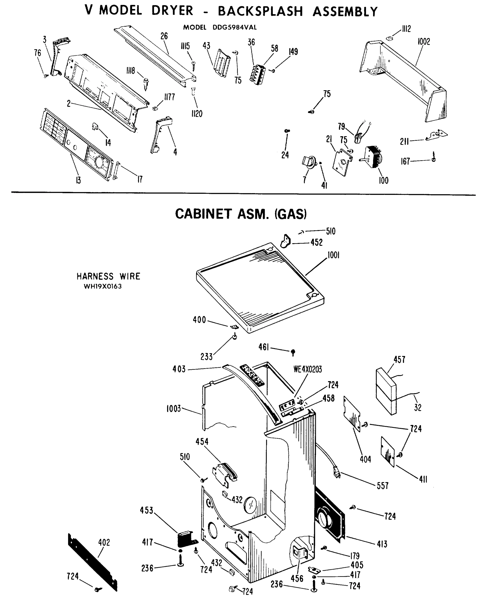 VMODEL DRYER - BACKSPLASH ASSEMBLY
