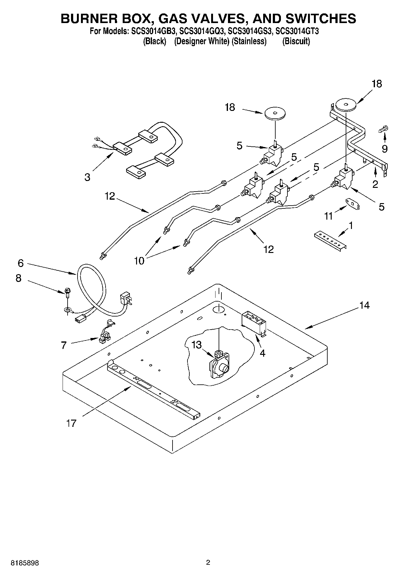 02 - BURNER BOX, GAS VALVES, AND SWITCHES