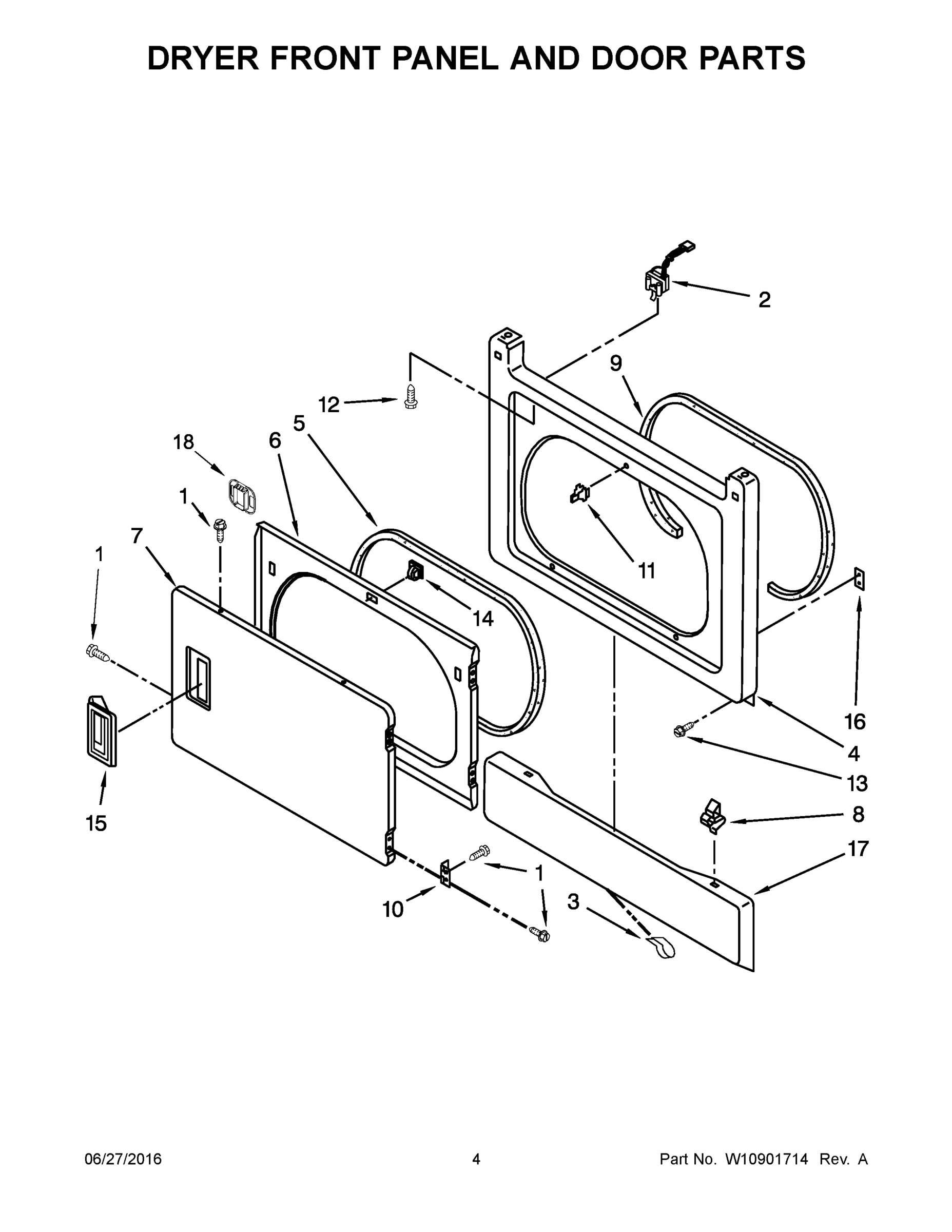 03 - DRYER FRONT PANEL AND DOOR PARTS