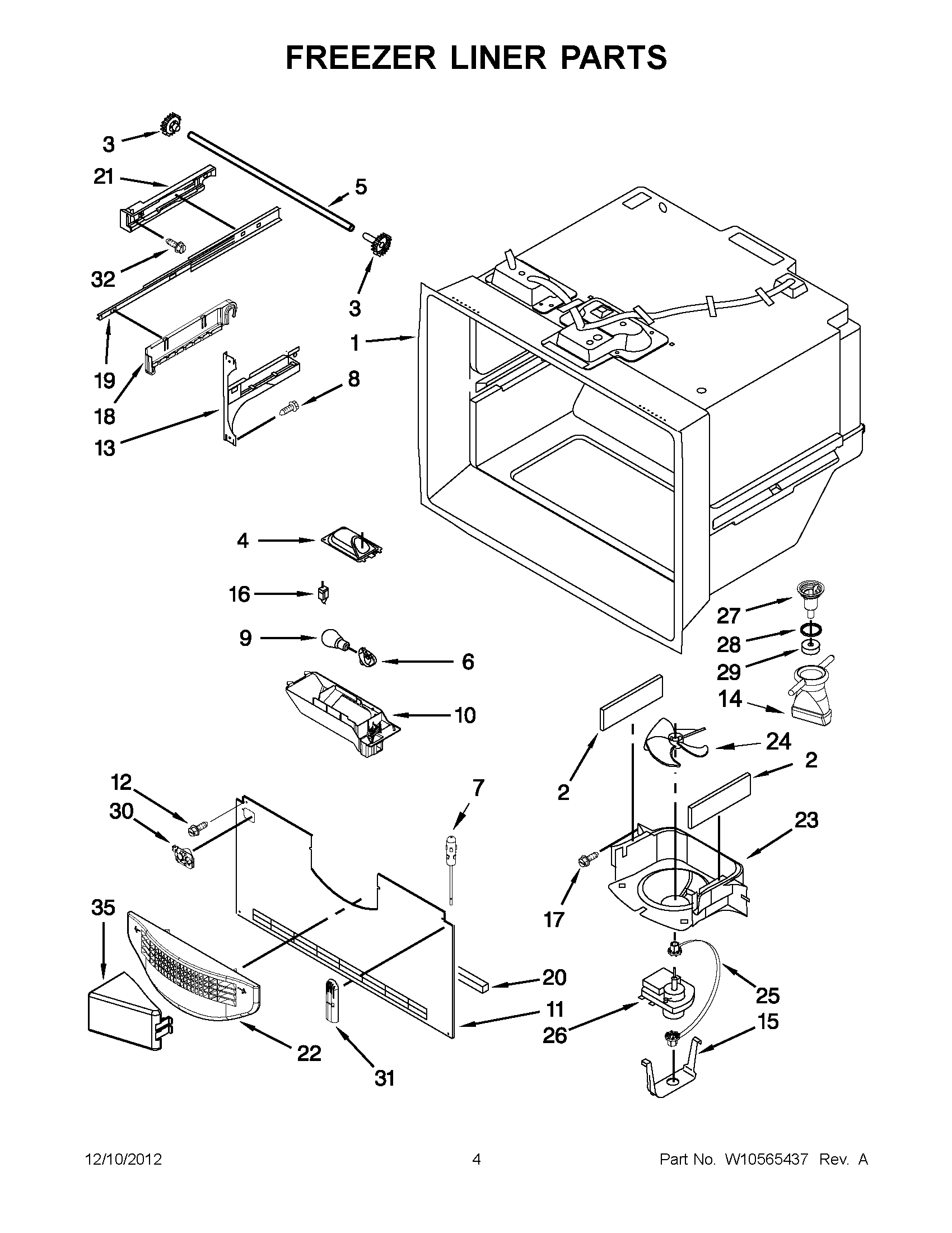 02 - FREEZER LINER PARTS
