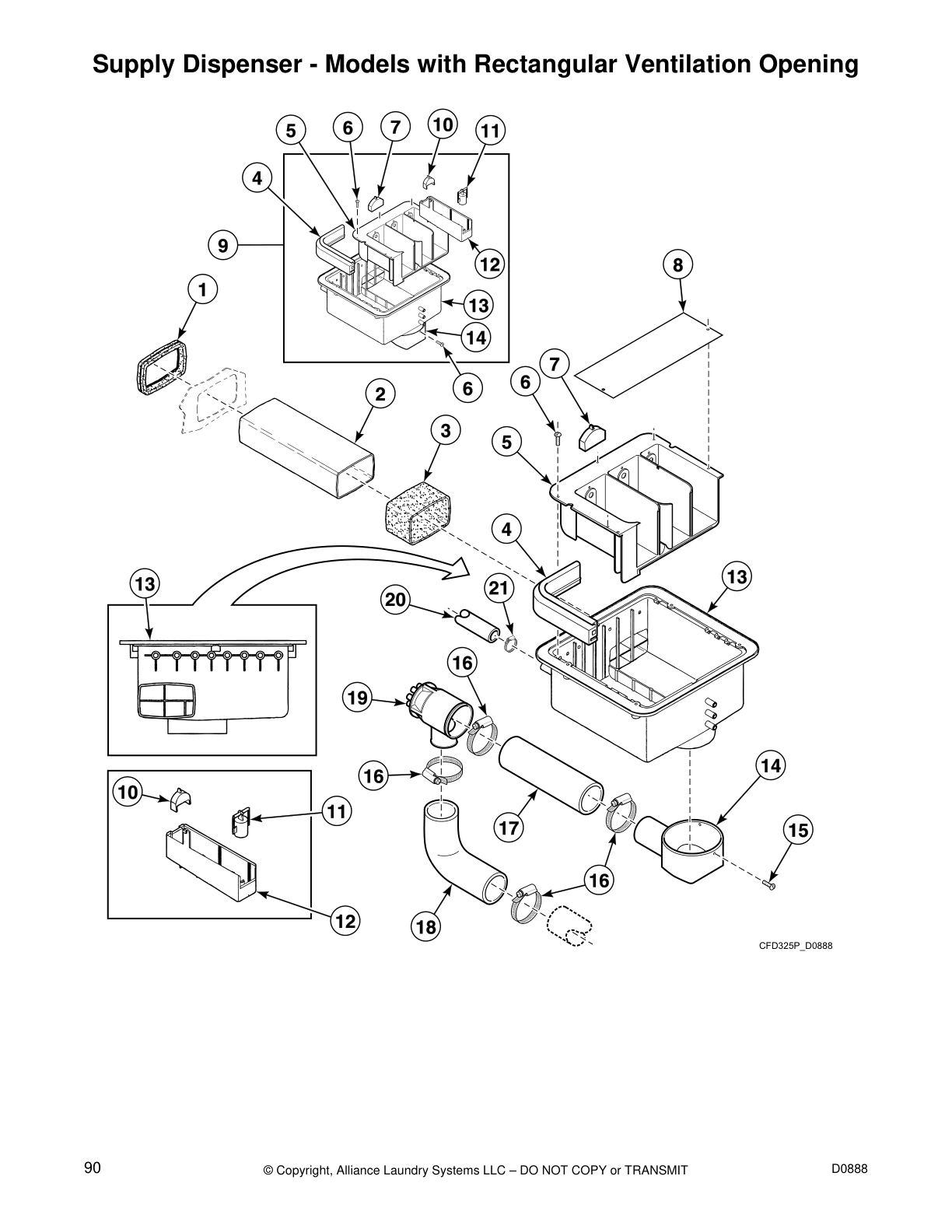Supply Dispenser - Models with Rectangular Ventilation Opening