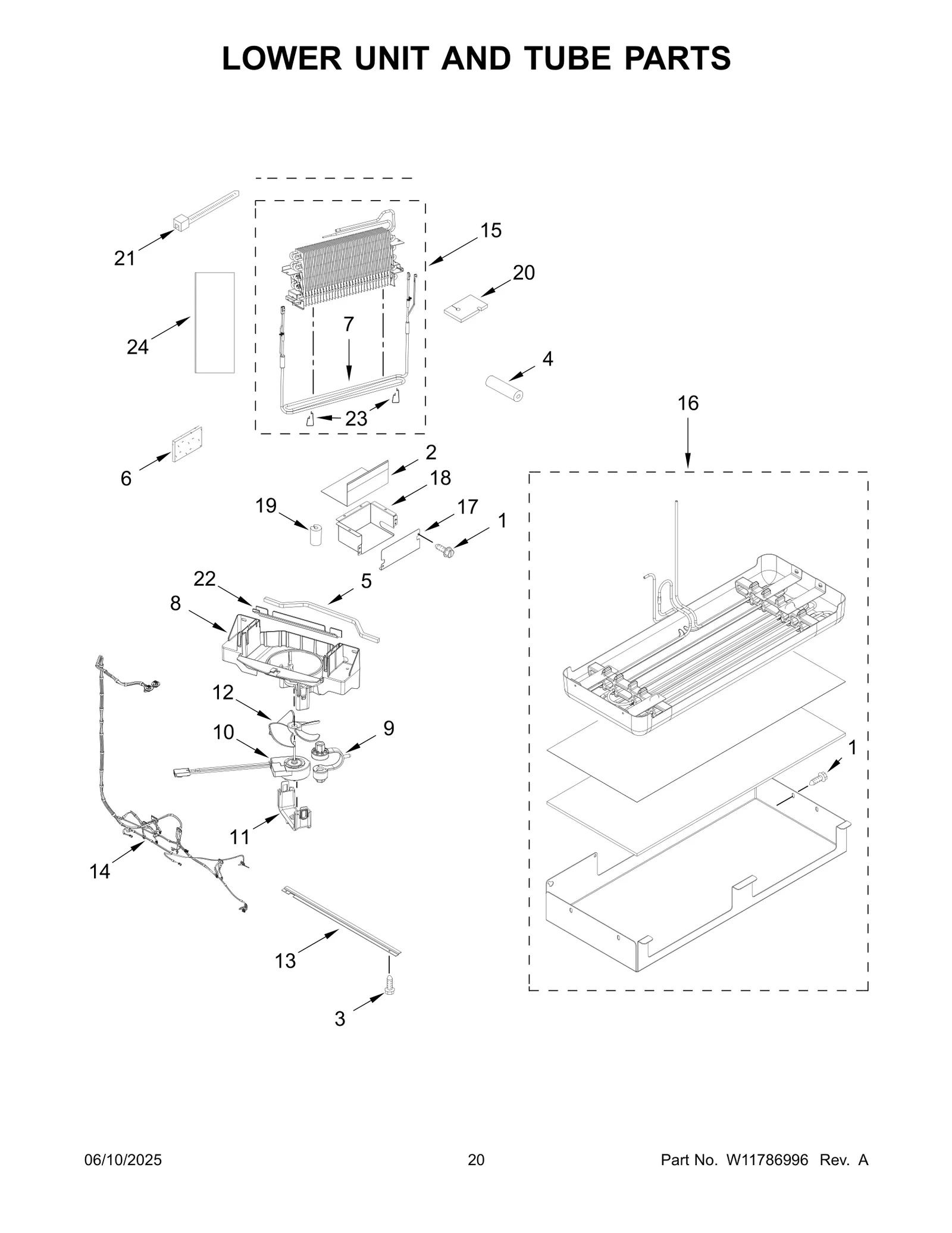 LOWER UNIT AND TUBE PARTS