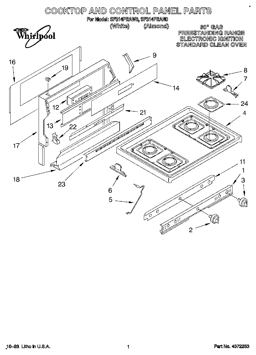 01 - COOKTOP AND CONTROL PANEL, LITERATURE