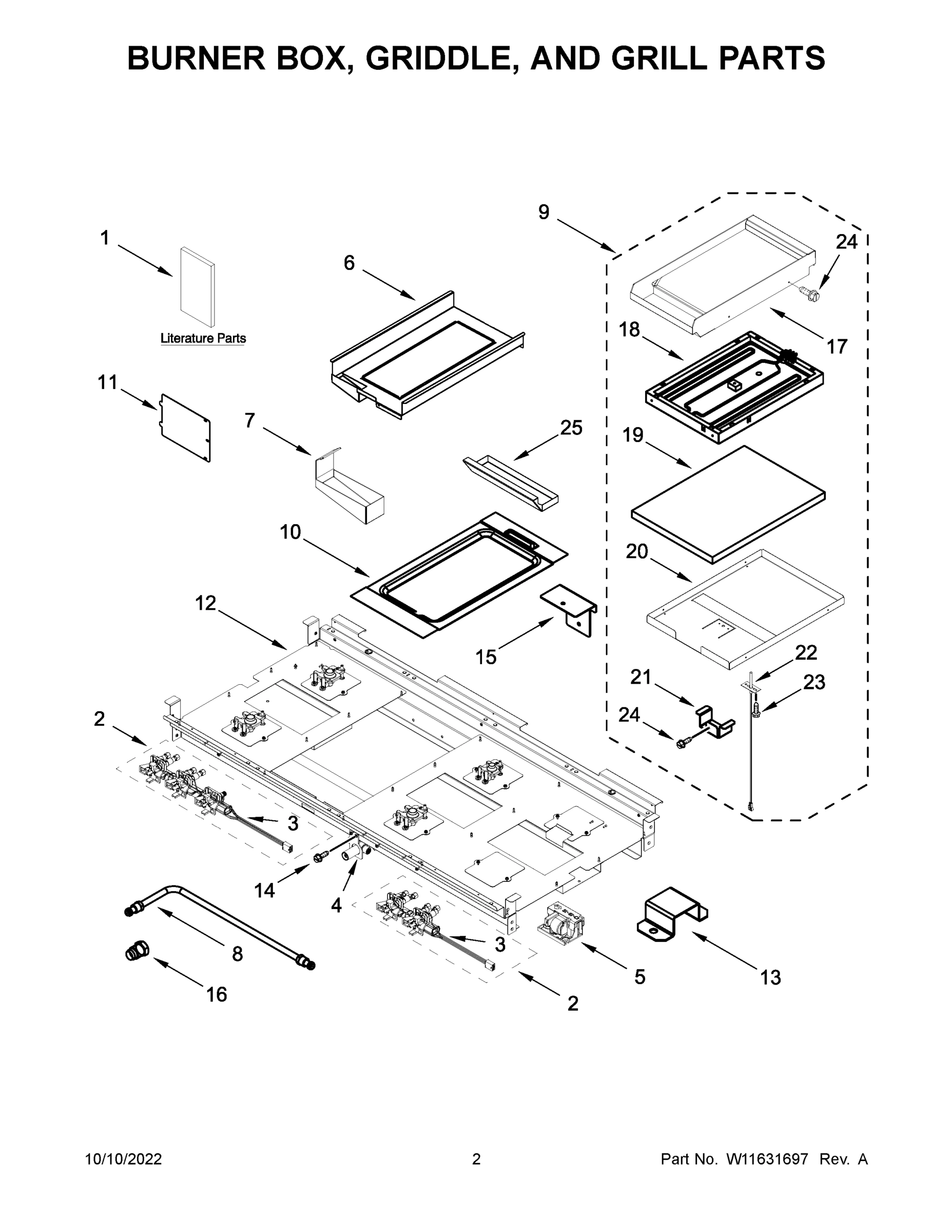 02 - BURNER BOX, GRIDDLE, AND GRILL PARTS