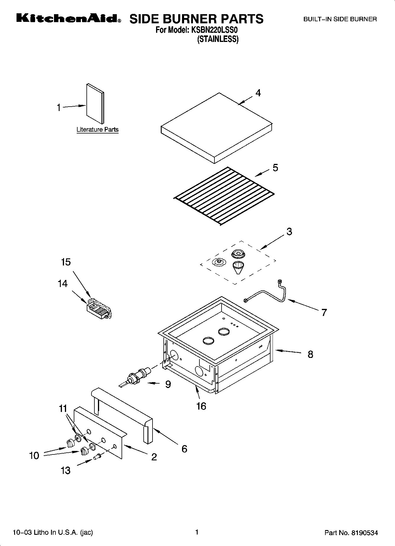 01 - SIDE BURNER PARTS