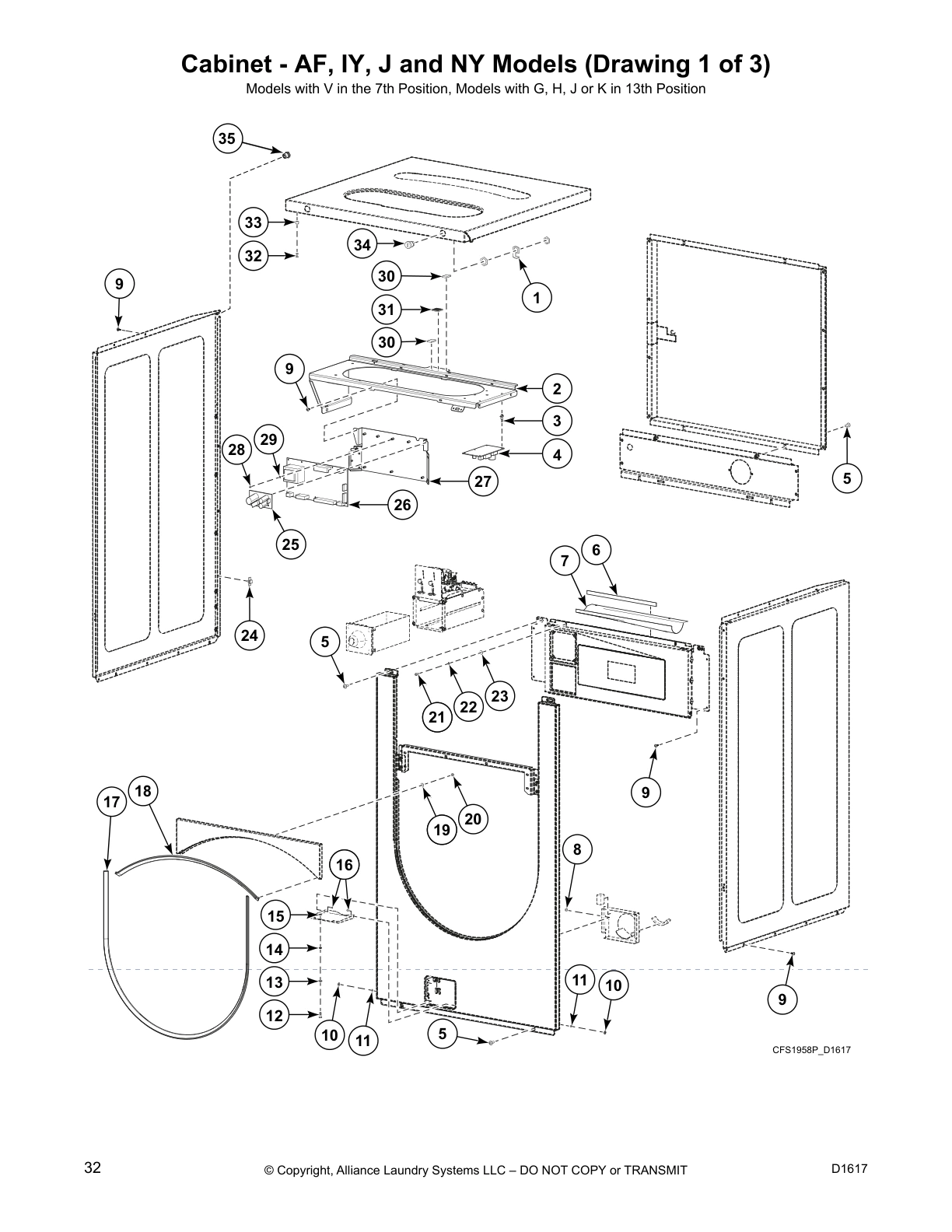 Cabinet - AF, IY, J and NY Models (Drawing 1 of 3)