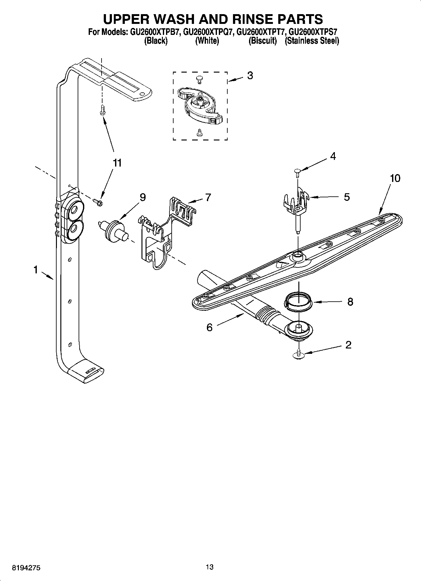 10 - UPPER WASH AND RINSE PARTS