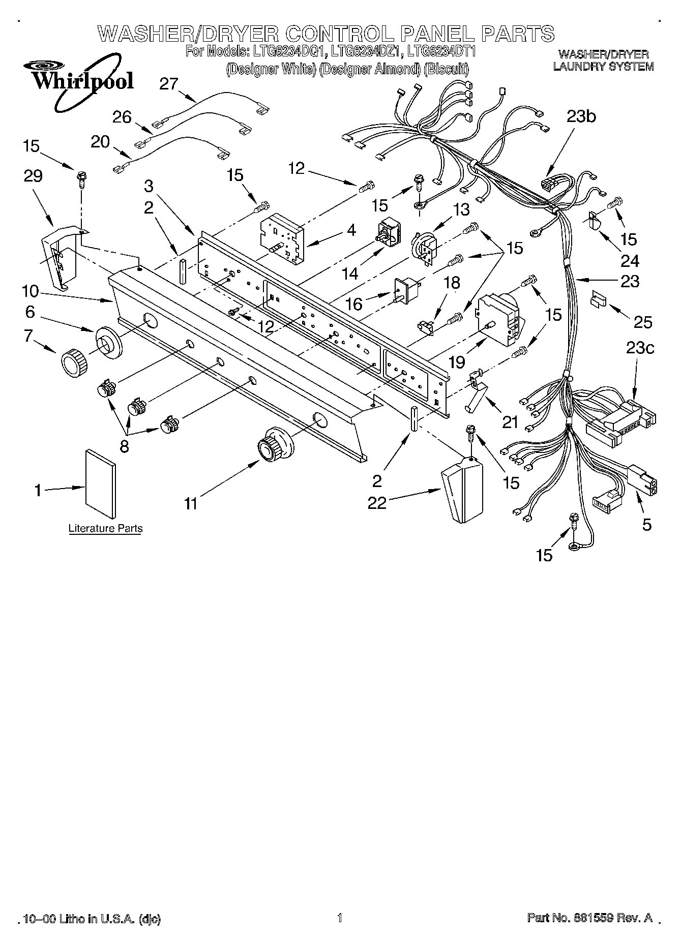 01 - WASHER/DRYER CONTROL PANEL, LITERAT