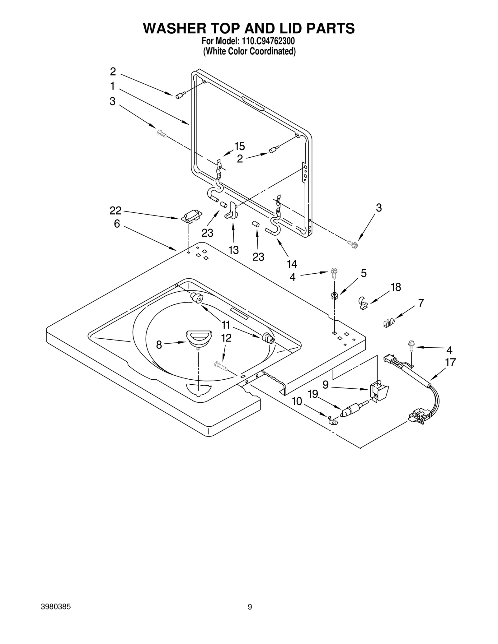 WASHER TOP AND LID PARTS