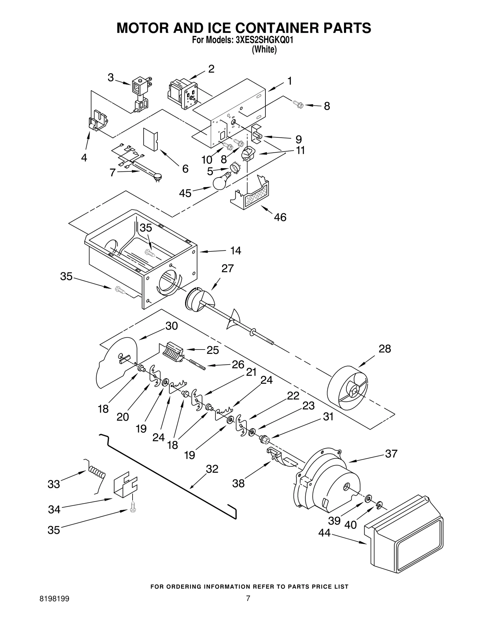 MOTOR AND ICE CONTAINER PARTS