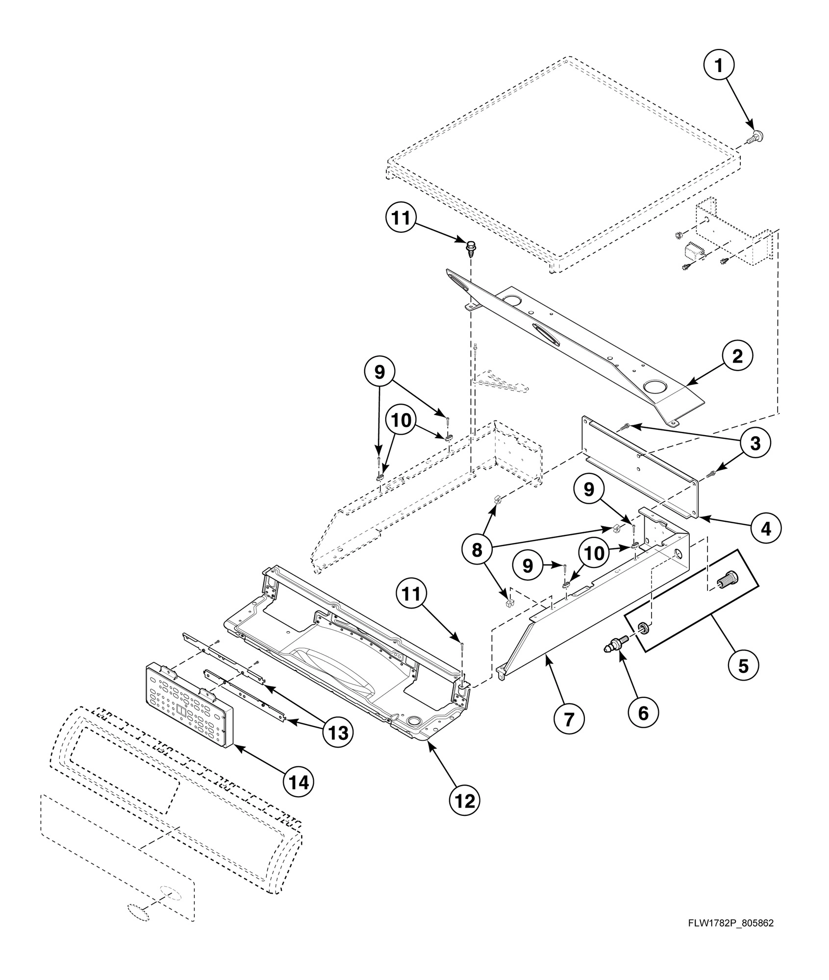 Control Cabinet, Top and Controls (Drawing 1 of 2) (Front Control Models)