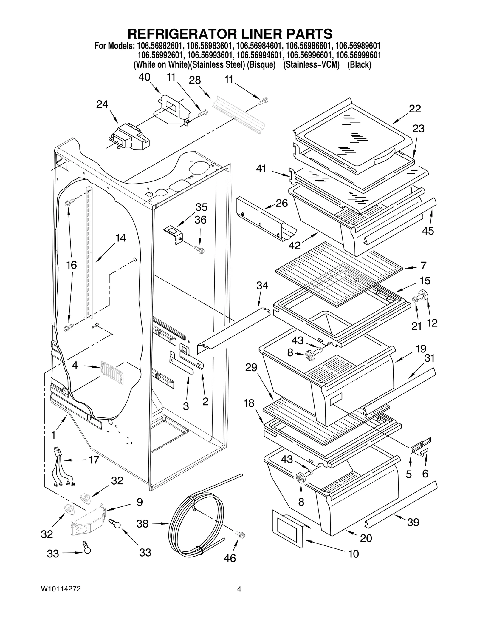 REFRIGERATOR LINER PARTS