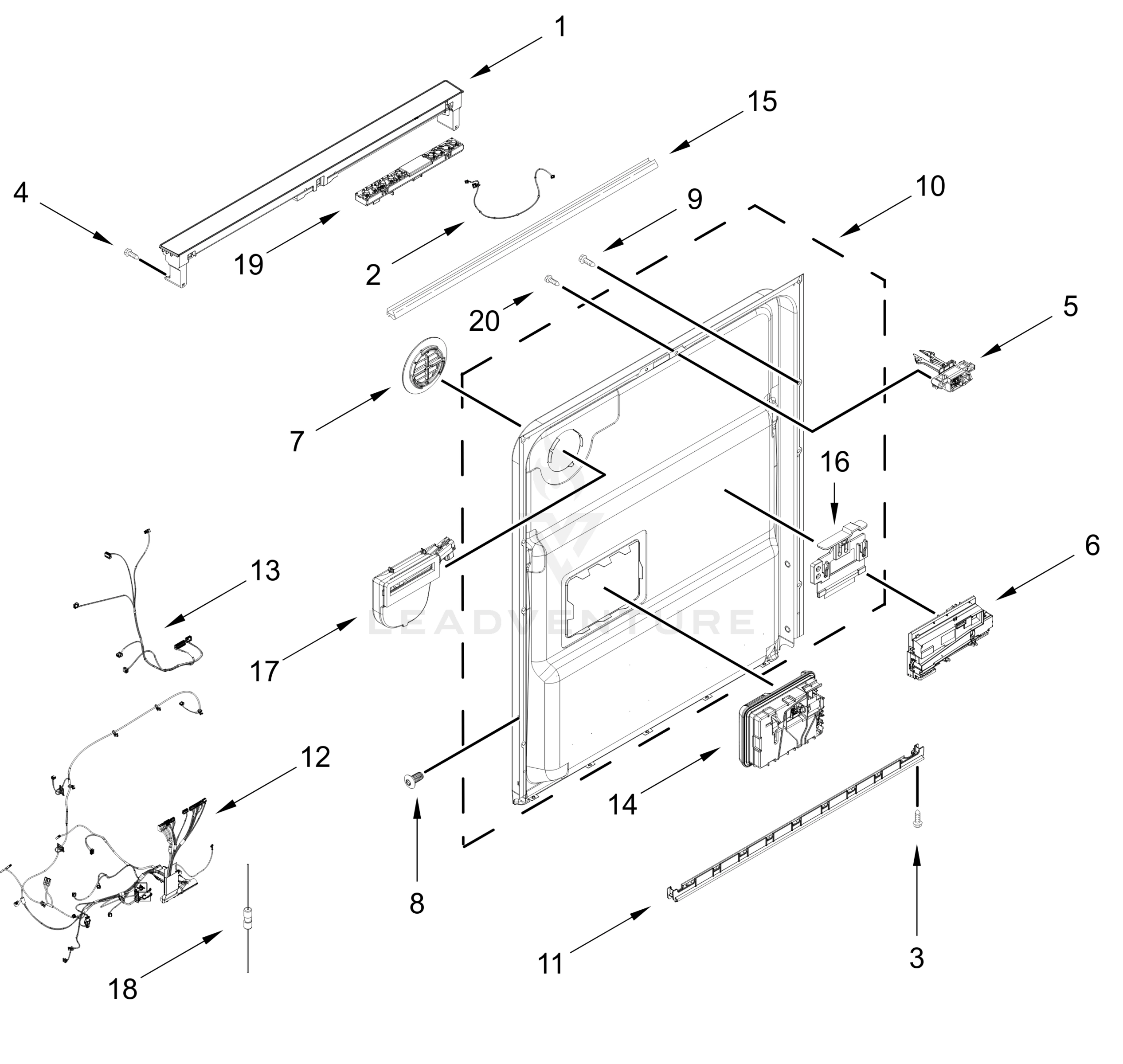 CONTROL PANEL AND INNER DOOR PARTS