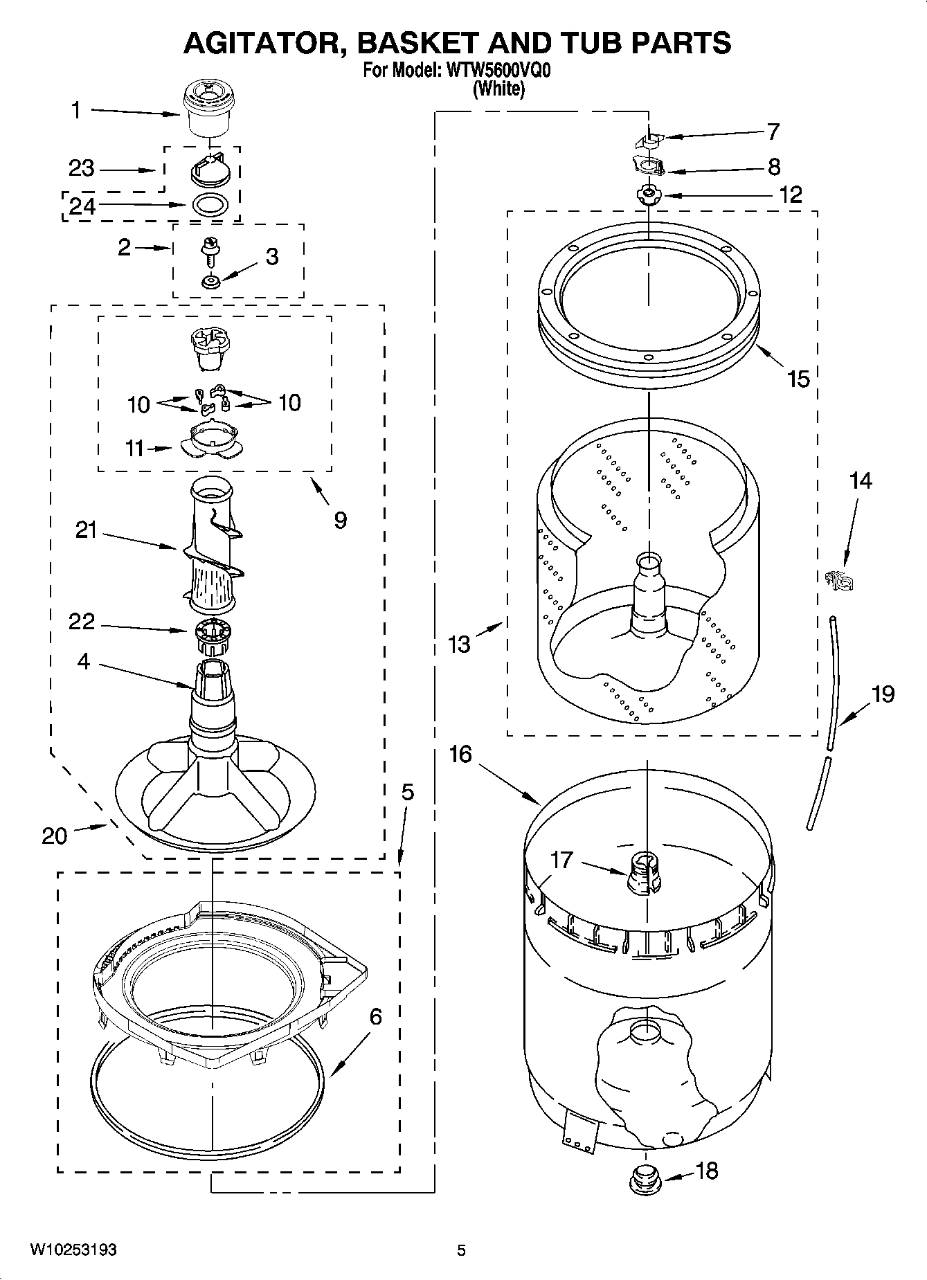03 - AGITATOR, BASKET AND TUB PARTS