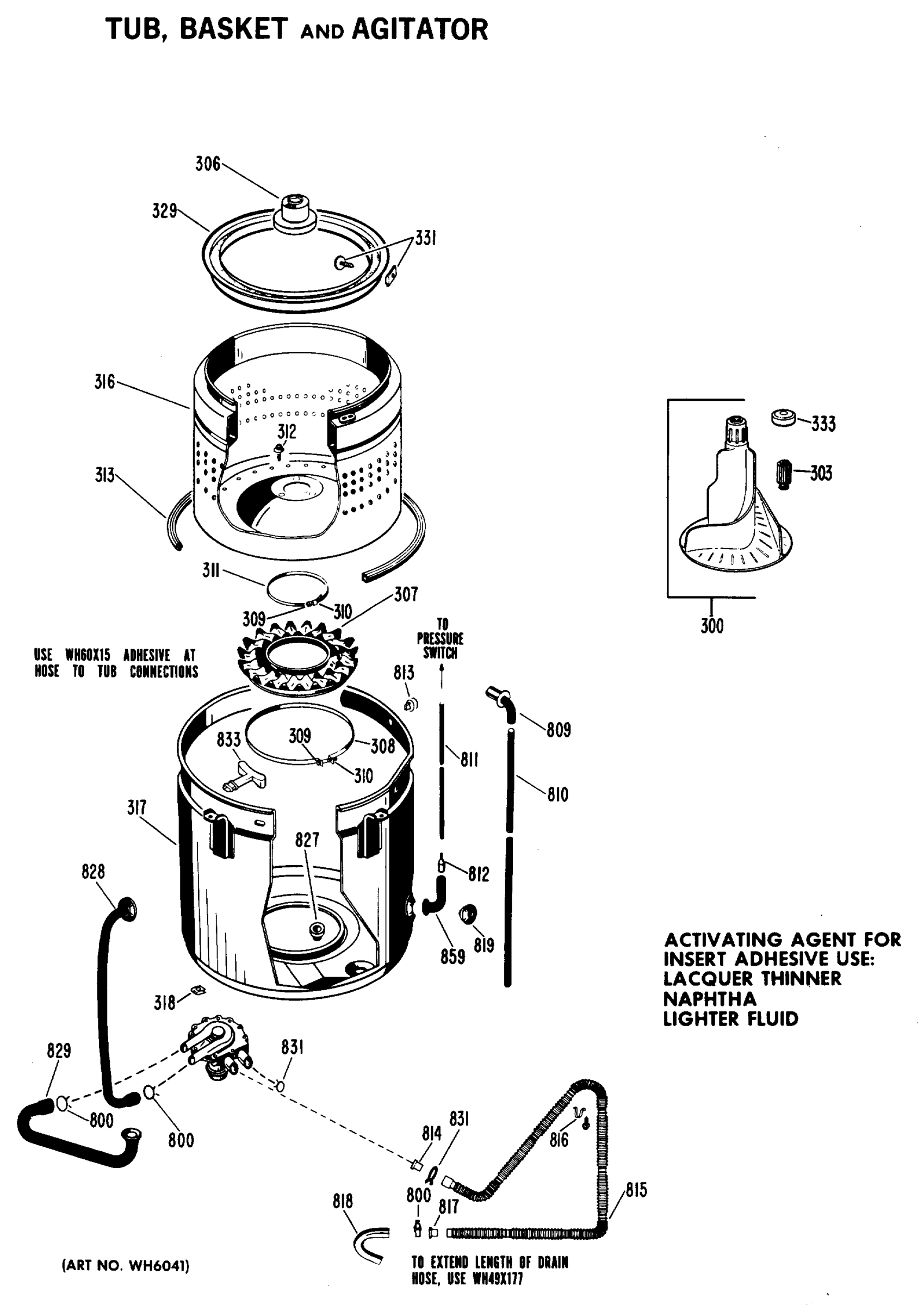 TUB, BASKET AND AGITATOR