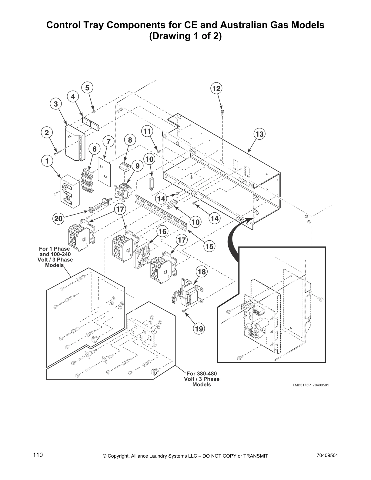 Control Tray Components for CE and Australian Gas Models 
(Drawing 1 of 2)
